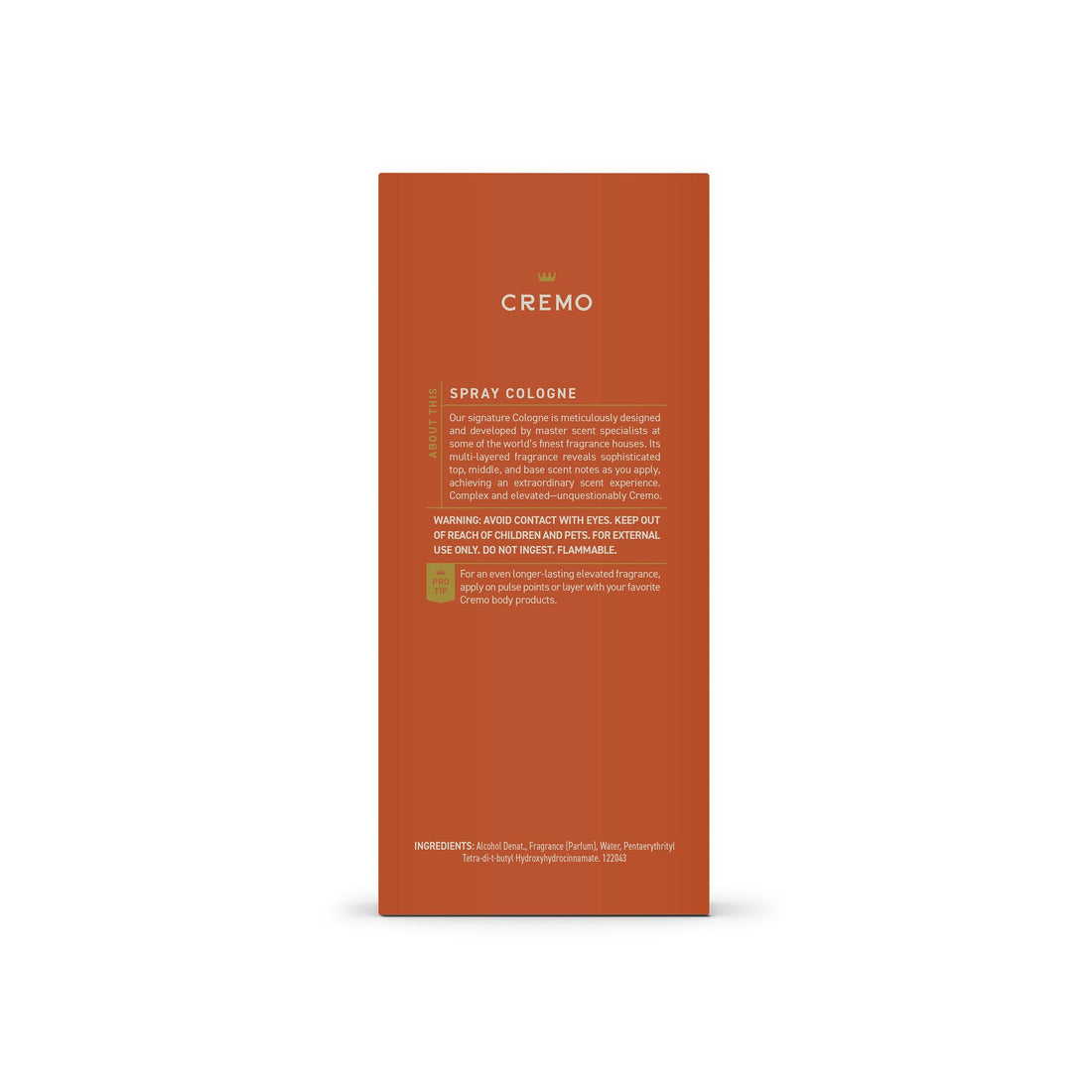 Cremo Cologne Homme - Eau de Cologne en Spray Épices et Vanille Noire pour Homme, Une Explosion d'Épices Vibrantes, de Bois Foncés et de Vanille Noire, Parfums Homme Signature Multi-Couches, 100 ml