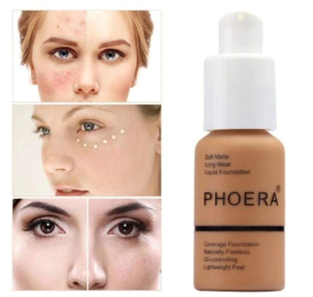 Aquapurity Phoera® Full Coverage Foundation Soft Matte Oil Control Concealer 30ml Long Lasting Flawless Cream Smooth (102 NUDE) Halalzen