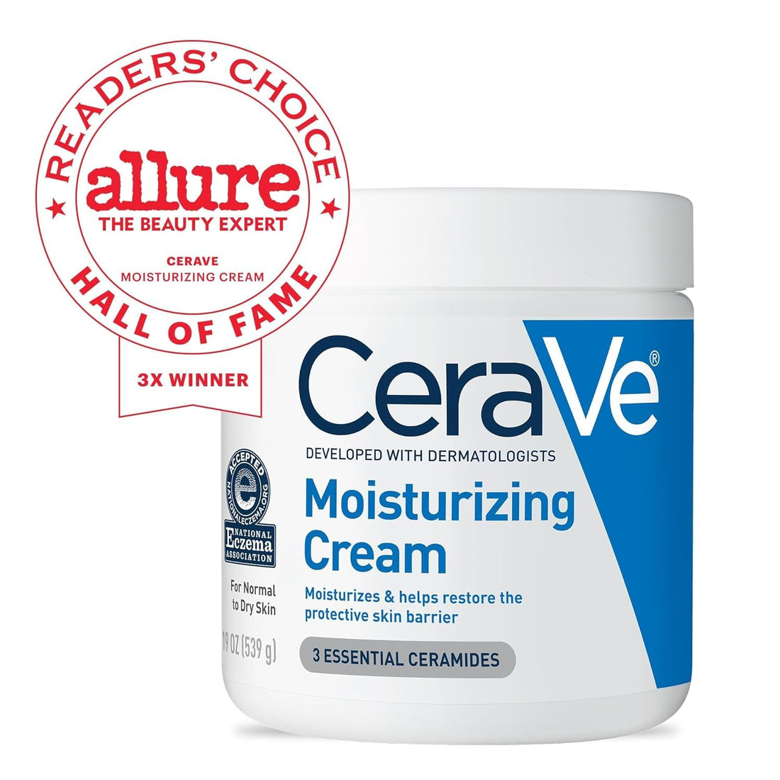 CeraVe Moisturizing Cream, Body and Face Moisturizer for Dry Skin, Body Cream with Hyaluronic Acid and Ceramides, Daily Moisturizer, Oil-Free, Fragrance Free, Non-Comedogenic, 19 Ounce Halalzen