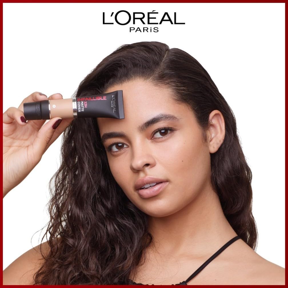 L'Oreal Paris Cover Liquid Foundation, With 4% Niacinamide, Long Lasting, Natural Finish, Available in 20 Shades, SPF 25, Infallible 32H Matte Cover, Shade 110, 30ml Halalzen