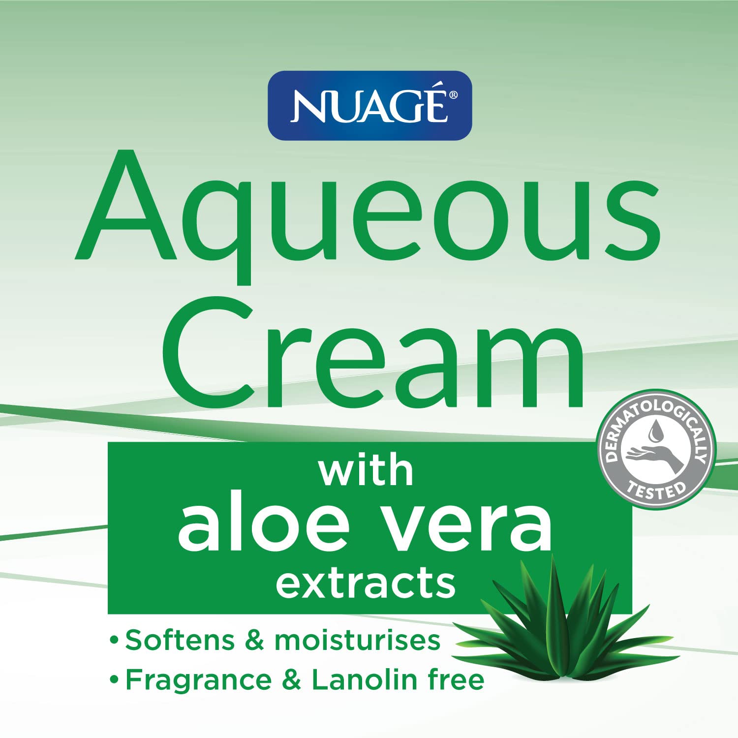 Nuagé Aqueous Cream with Aloe Vera | Moisturising Cream For Cooling, Softening, Soothing & Hydrating Skin (350ml)