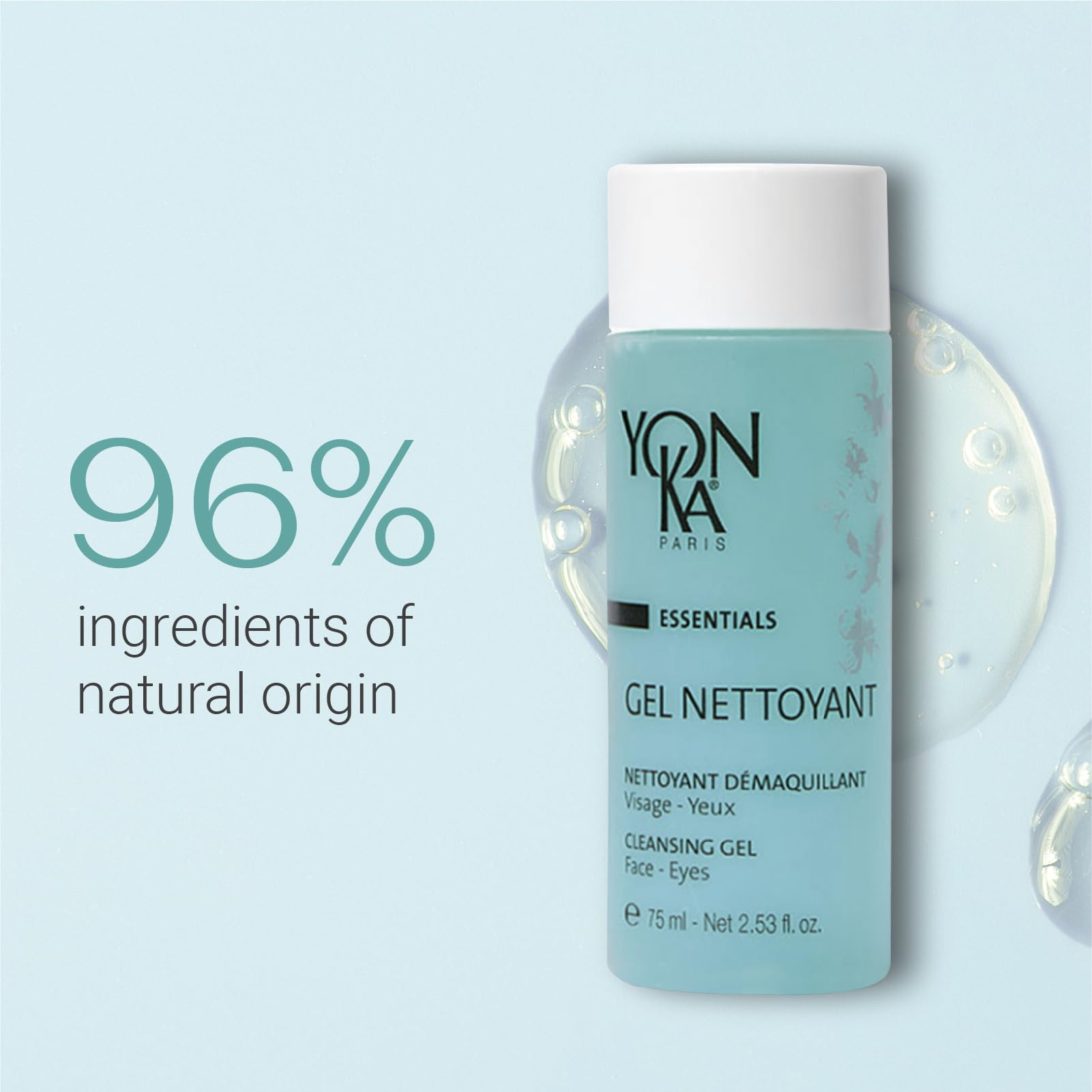 Yonka Gel Cleanser | Gentle Foaming Face Wash & Makeup Remover | Cleanses Pores and Balances Skins pH with Red Algae & Amino Acids | For Acne Prone & Oily Skin | Paraben-Free