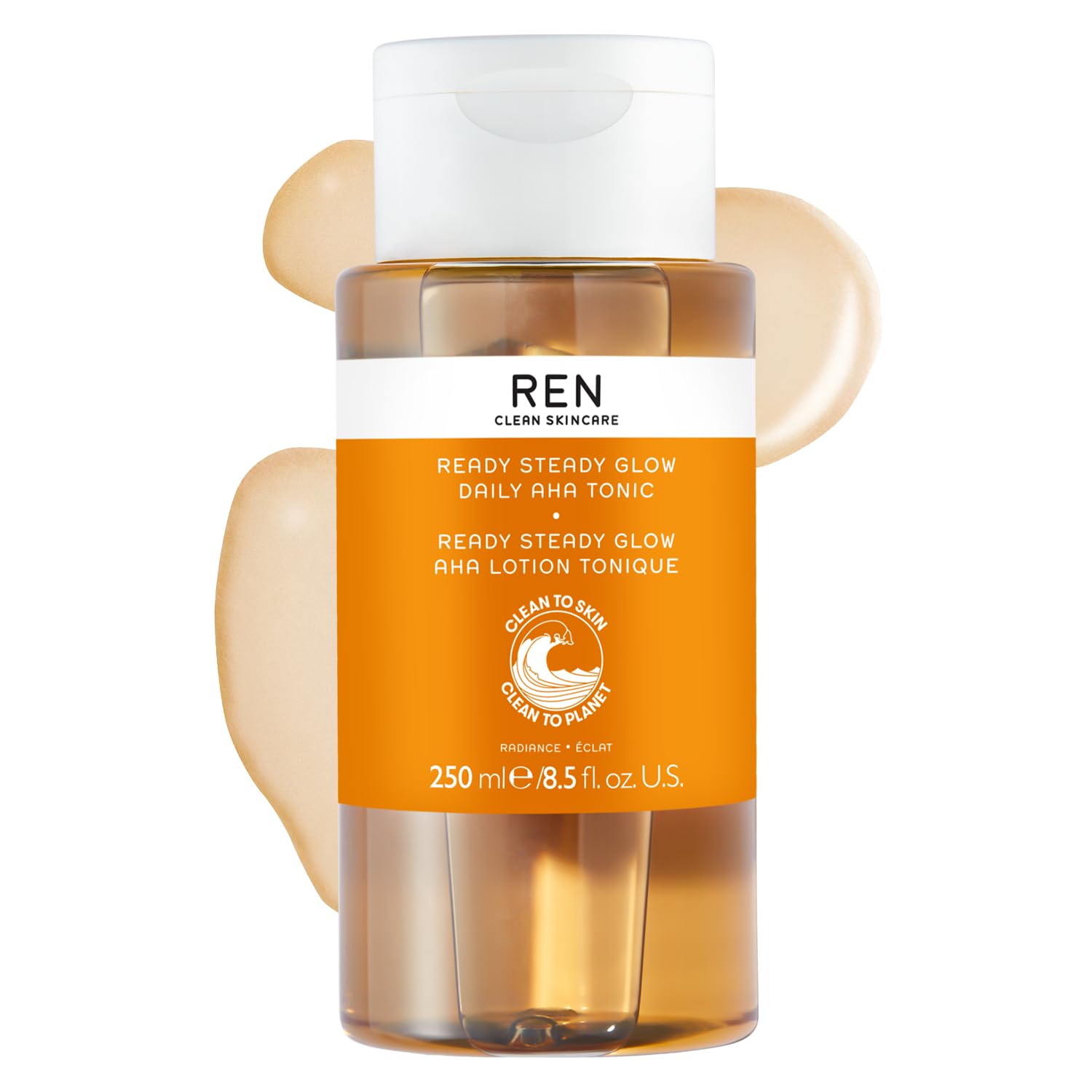 REN Ready Steady Glow Daily AHA Tonic, 100ml – Exfoliating Toner with Lactic Acid and Salicin, Brightens Skin, Reduces Pores and Fine Lines, Smooths Texture for an Even Complexion