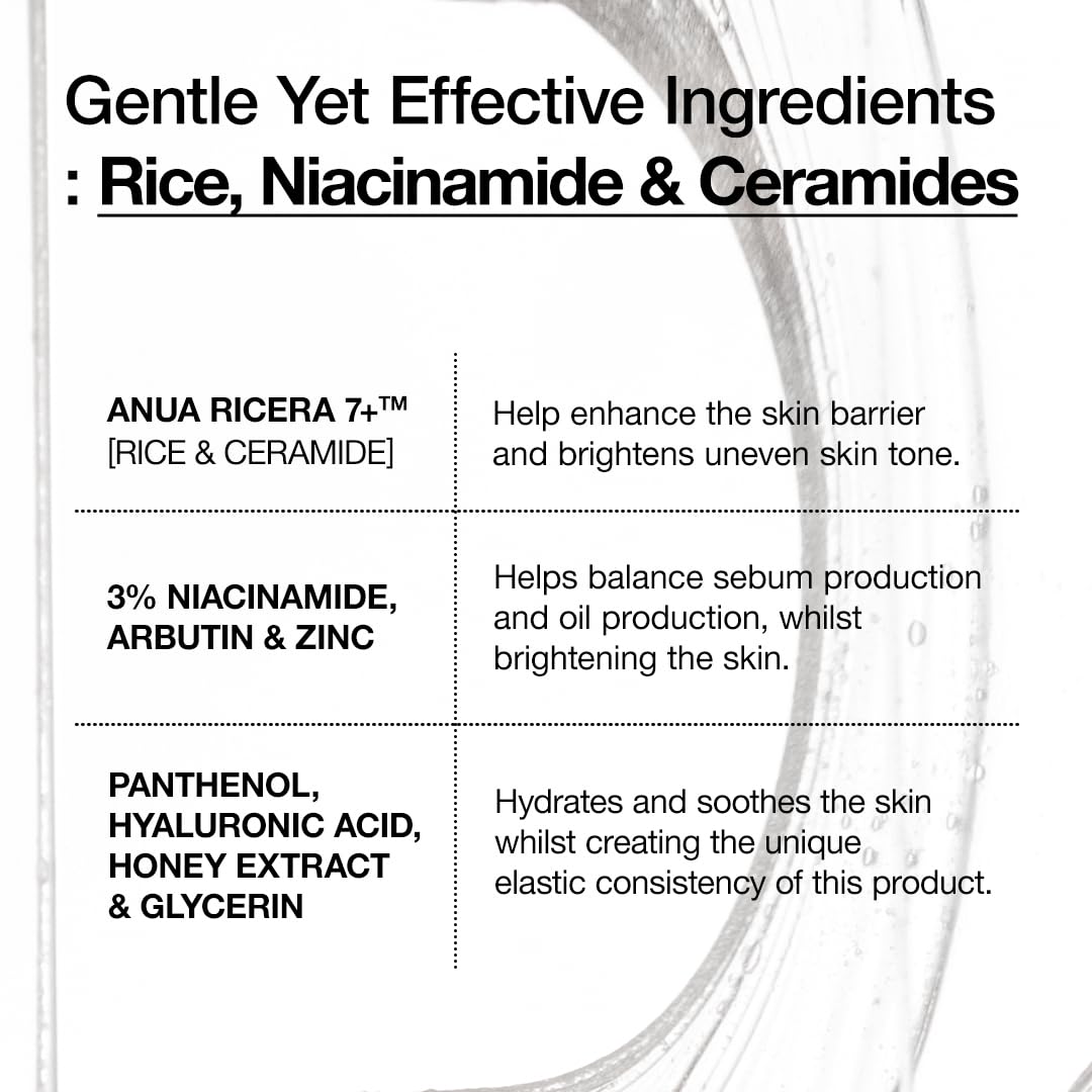 Anua Rice Ceramide 7 Hydrating Barrier Serum, Moisturizing Face Serum, Non-comodogenic, Hyaluronic Acid, Niacinamide, Lightweight, Fragrance Free, Sensitive Dry Skin, Korean Skincare, 1.69 fl oz Halalzen