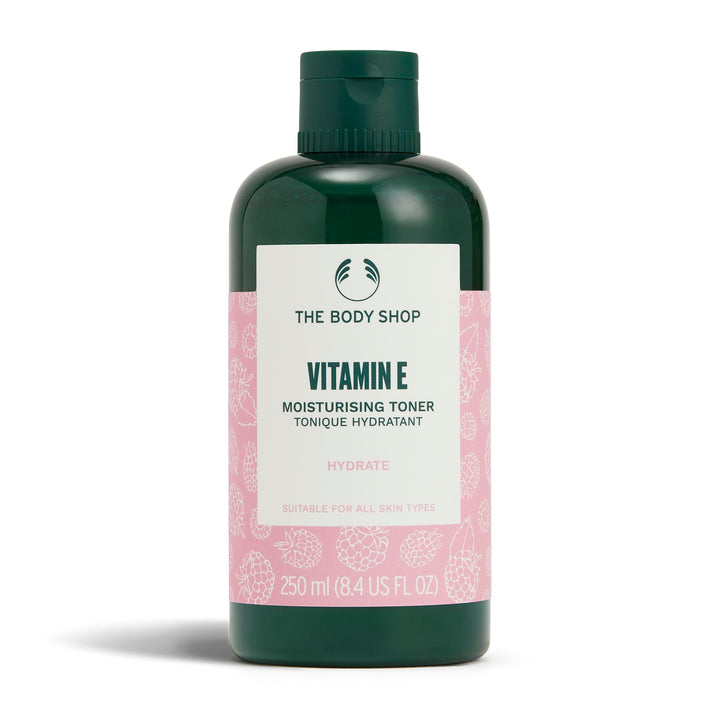 The Body Shop Vitamin E Moisturising Toner (1x 250ml), Lightweight Hydrating Toner for All Skin Types, Cleanses Without Stripping, with Vitamin E & Raspberry Seed Oil, Dermatologically Tested Halalzen