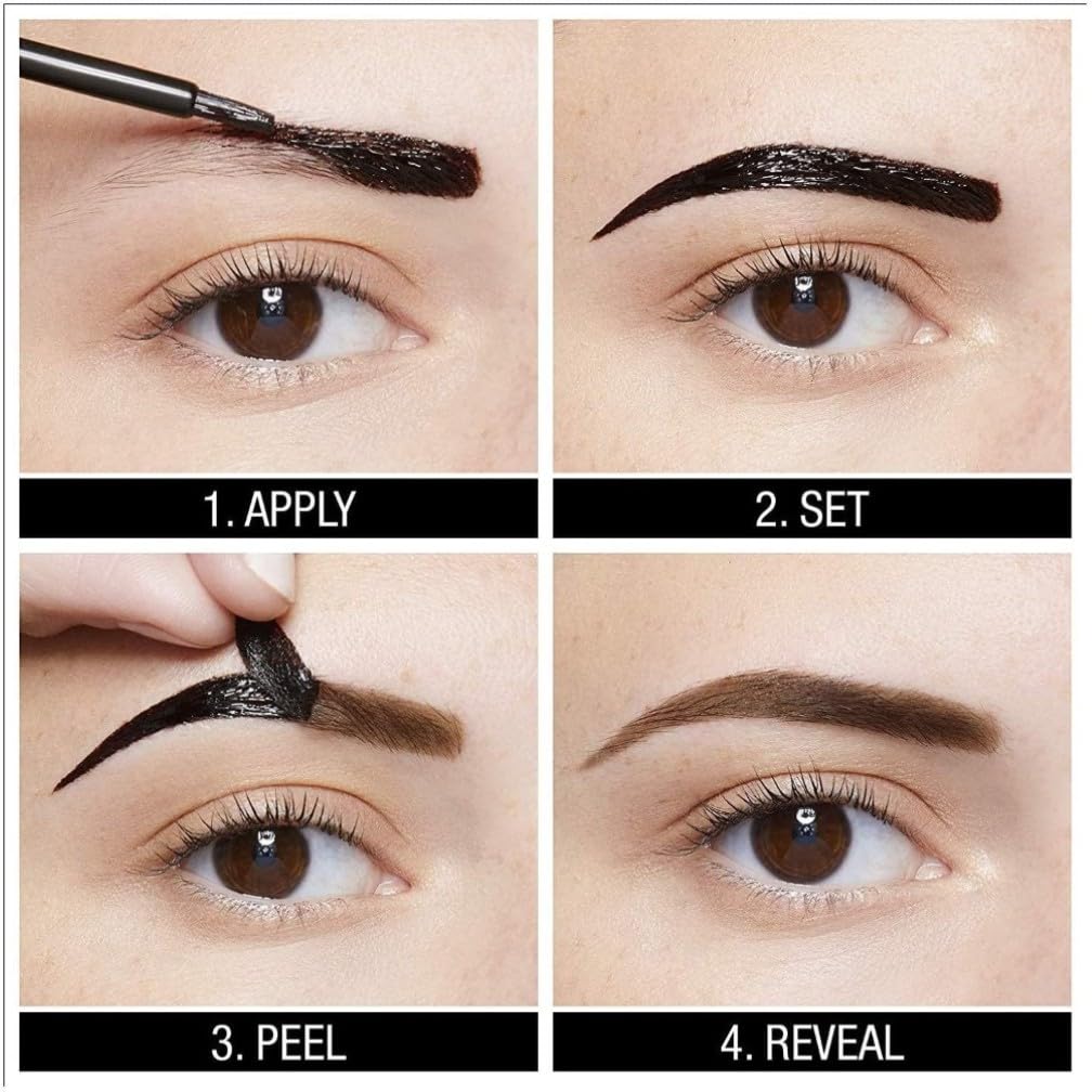 Maybelline New York Tattoo Brow Peel Off Eyebrow Gel Tint, Semi-Permanent Colour, Waterproof, Lasts up to 3 Days, Colour: Dark Brown