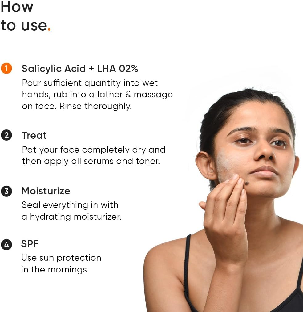 Minimalist 2% Salicylic Acid Face Wash for Oily Skin | Sulphate free, Anti Acne Face Cleanser With LHA & Zinc For Acne or Pimples | Men & Women, 100 ml (Pack of 1)
