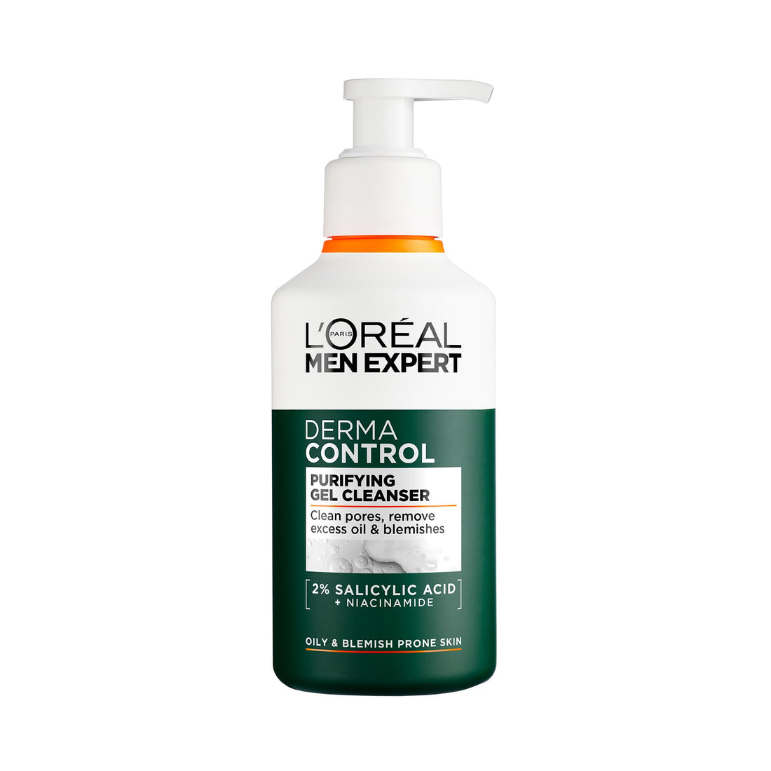 L'Oréal Men Expert Derma Control Purifying Cleansing Gel for Oily & Blemish-Prone Skin, Salicylic Acid & Niacinamide Deep Cleanser, Removes Dead Skin Cells, Unclogs Pores, 260ml