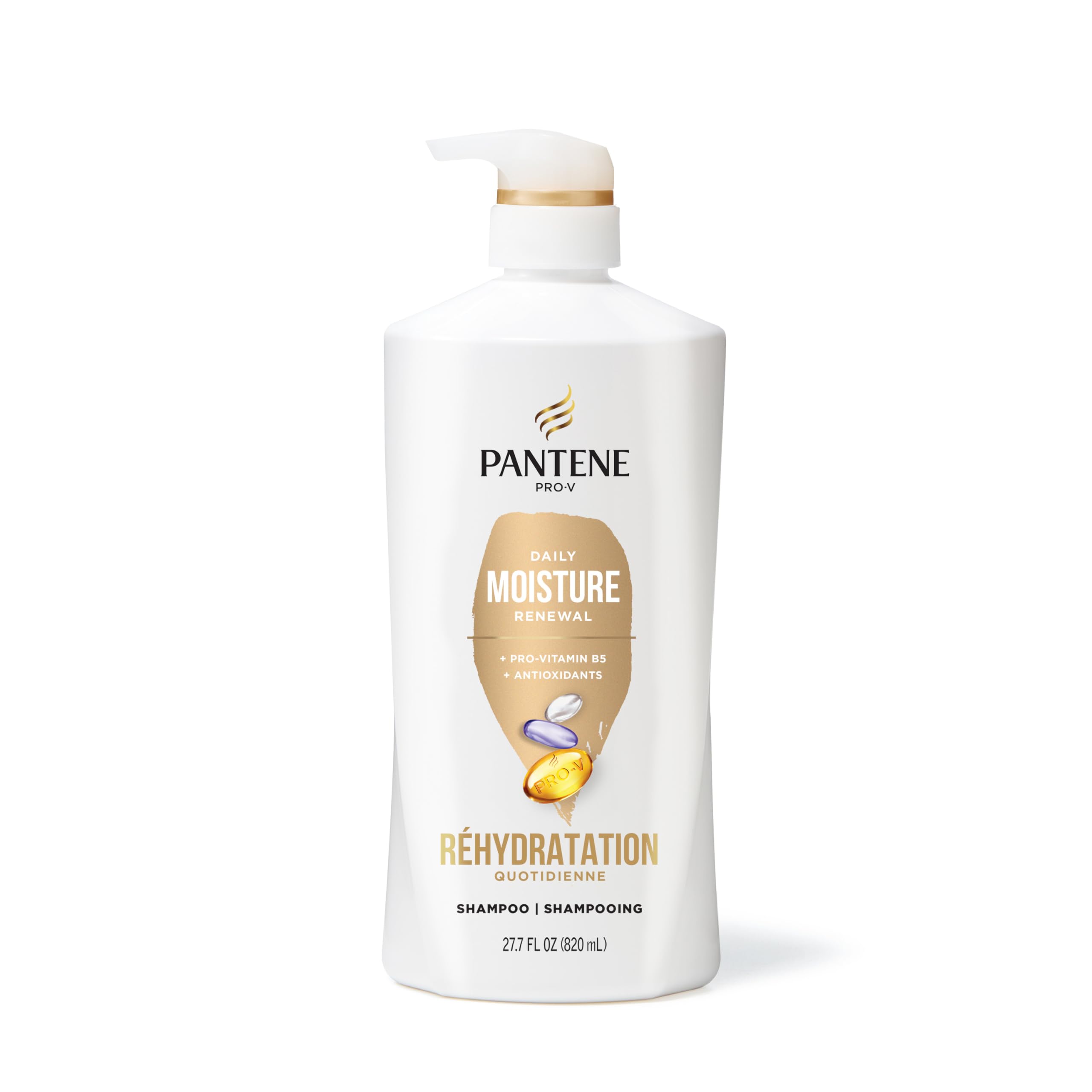 Pantene Shampoo & Conditioner Set, Daily Moisture Renewal - Pro-V Nutrients for Dry, Color-Treated, Straight to Curly Hair, 72-Hour Hydration & Softness, 52.8 Oz Total + Miracle Rescue Shot (0.5 Oz) Halalzen
