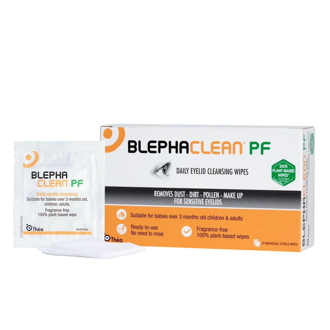 Blephaclean PF Daily Eyelid Wipes - Gentle Cleansing for the eyelids and skin around the eyes, Suitable for Babies (over 3 months old), children & adults, 20 Sterile Plastic-Free Wipes Halalzen