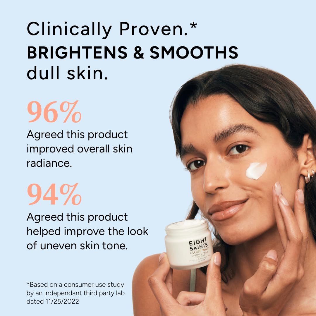Eight Saints Skincare Cloud Whip Vitamin C Face Moisturizer, Day Cream For Women, Anti Aging Cream To Reduce Fine Lines and Wrinkles, with Vitamin B5, Cocoa Butter, and Jojoba Oil, 2 Ounces(Unscented) Halalzen