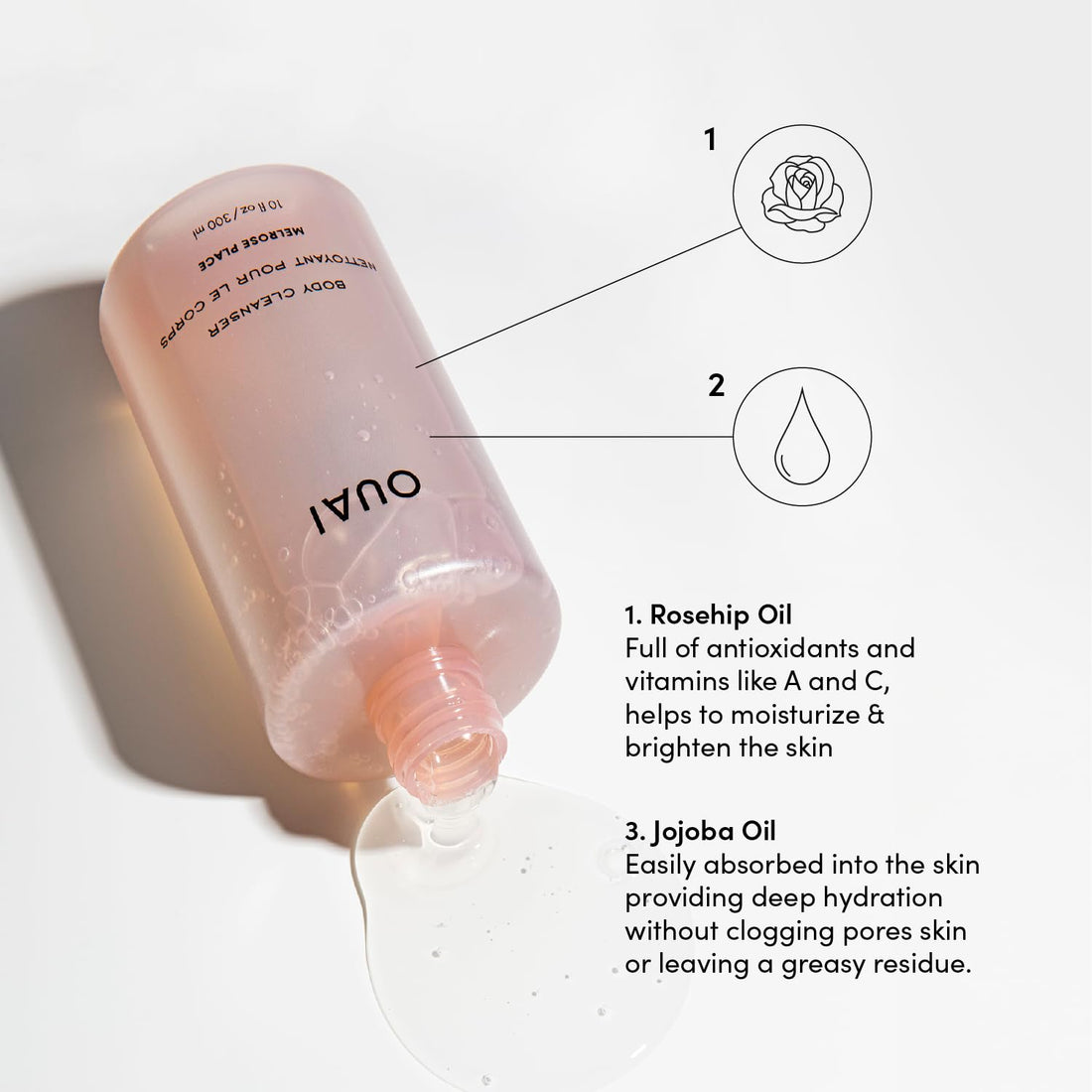 OUAI Body Cleanser, St. Barts - Foaming Body Wash with Jojoba Oil and Rosehip Oil to Hydrate, Nurture, Balance and Soften Skin - Paraben, Phthalate and Sulfate Free Skin Care Products (10 Fl Oz)
