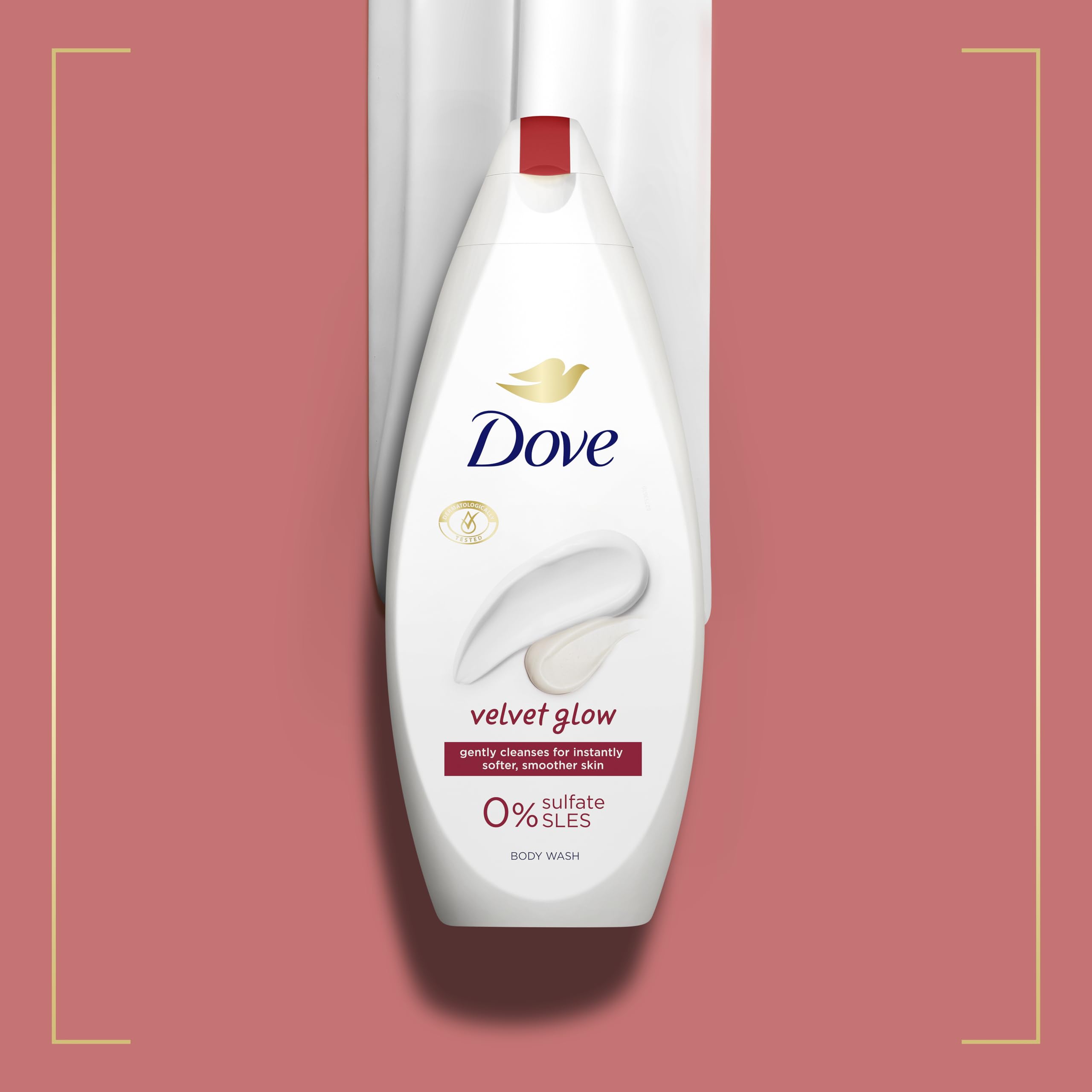Dove Velvet Glow Body Wash Body Cleanser shower gel with plant-based moisturisers for softer, smoother skin after one shower 6x 450 ml