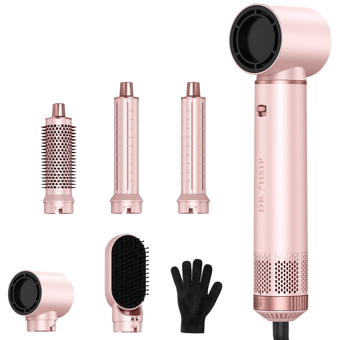 5 in 1 Hair Styler for Woman, Air Curling Wrap, Drying, Curling, Straightening & Volumizing, Hot Air Curler Dryer Brush Tool Set, Curl Styling Tools - Blush Halalzen