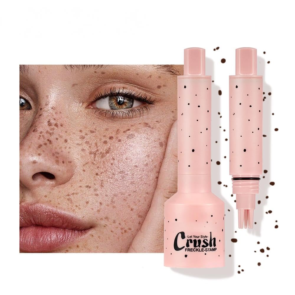 Freckle Pen & Liquid Micro-Powder Freckle Stamp - Realistic Natural Freckles Makeup Tool with Special Sponge, Waterproof & Long-Lasting for All Skin Tones,#MEDIUM Halalzen