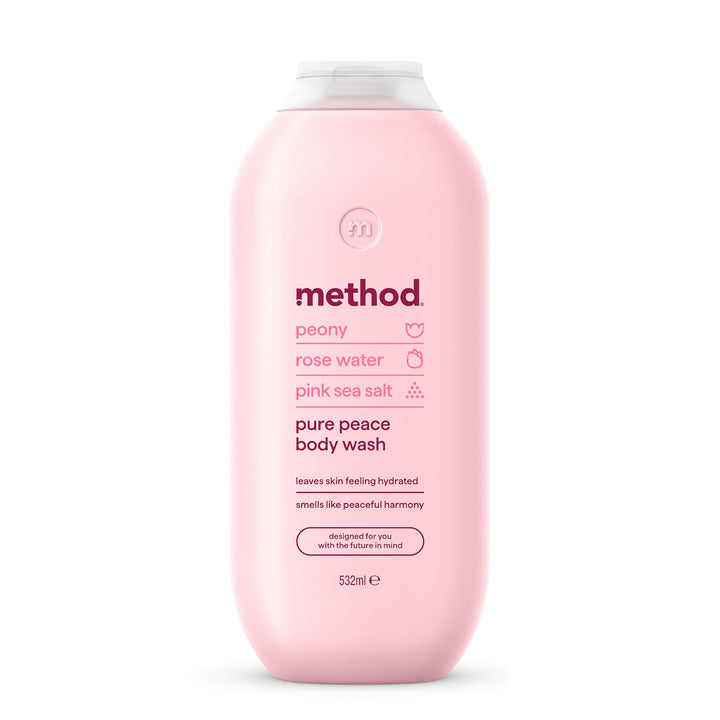 Method Body Wash, Pure Peace, Shower Gel, Peony, Rose Water And Pink Sea Salt Scent, Pack of 1, 532ml. Halalzen