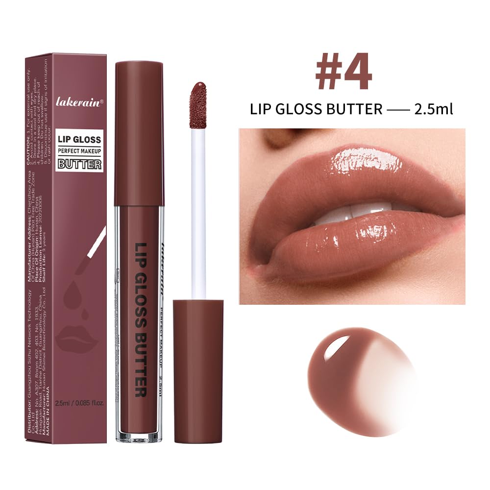 Lip Gloss and Lip Liner Set, Tinted Lip Gloss with Lip Pencil, Waterproof Long Lasting Glossy Lip Combo, Nude Lip Makeup Kit for Women (#V02+104) Halalzen
