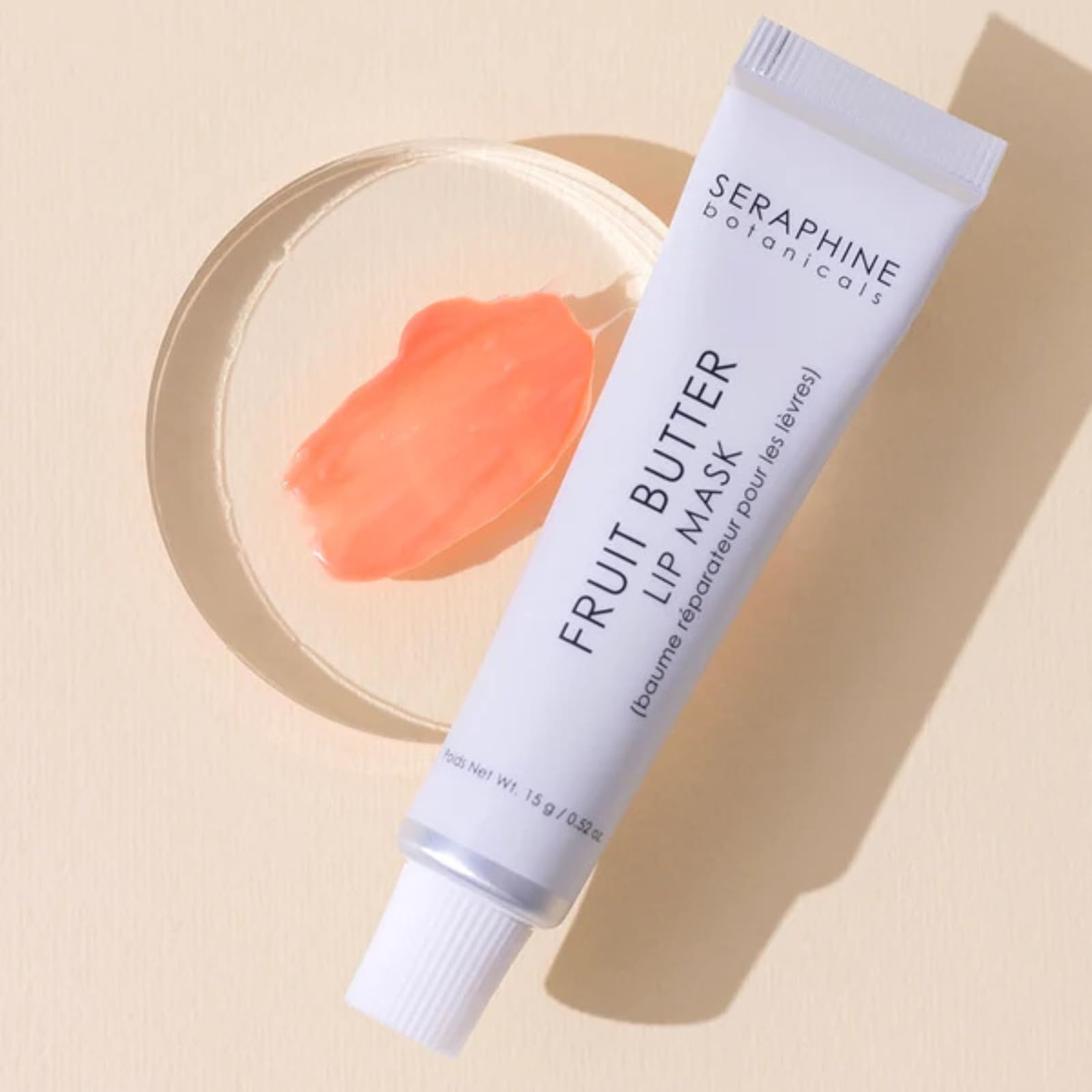 Seraphine Botanicals Fruit Butter Restorative Lip Mask Overnight Gel Balm Repair Dry, Chapped Lips Instant Hydration, Softness & Elasticity with Shea Butter & Apricot Kernel Oil Dewy Finish 0.51oz Halalzen