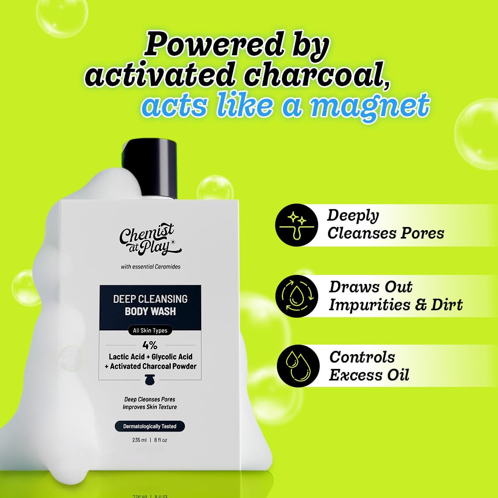 Chemist at Play Brightening Body Wash | Alpha Arbutin & Vitamin C | Fades Dark Spots & Evens Skin Tone | Glycolic Acid | Sulphate Free | 236ml