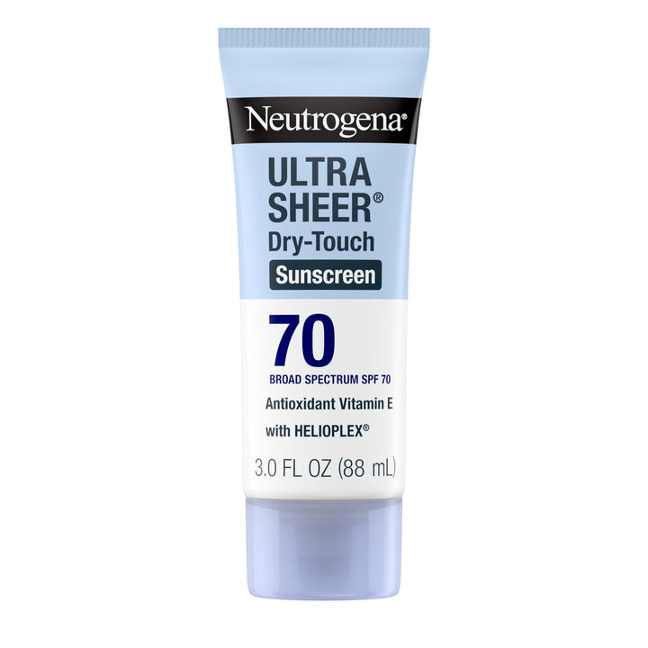 Neutrogena Ultra Sheer Dry-Touch Sunscreen Lotion SPF 70, Broad Spectrum, Water Resistant 80 Min, Oil-Free, Oxybenzone-Free, Non-Comedogenic, Matte Finish, Body Sunscreen, Travel Size 3 Fl Oz Halalzen