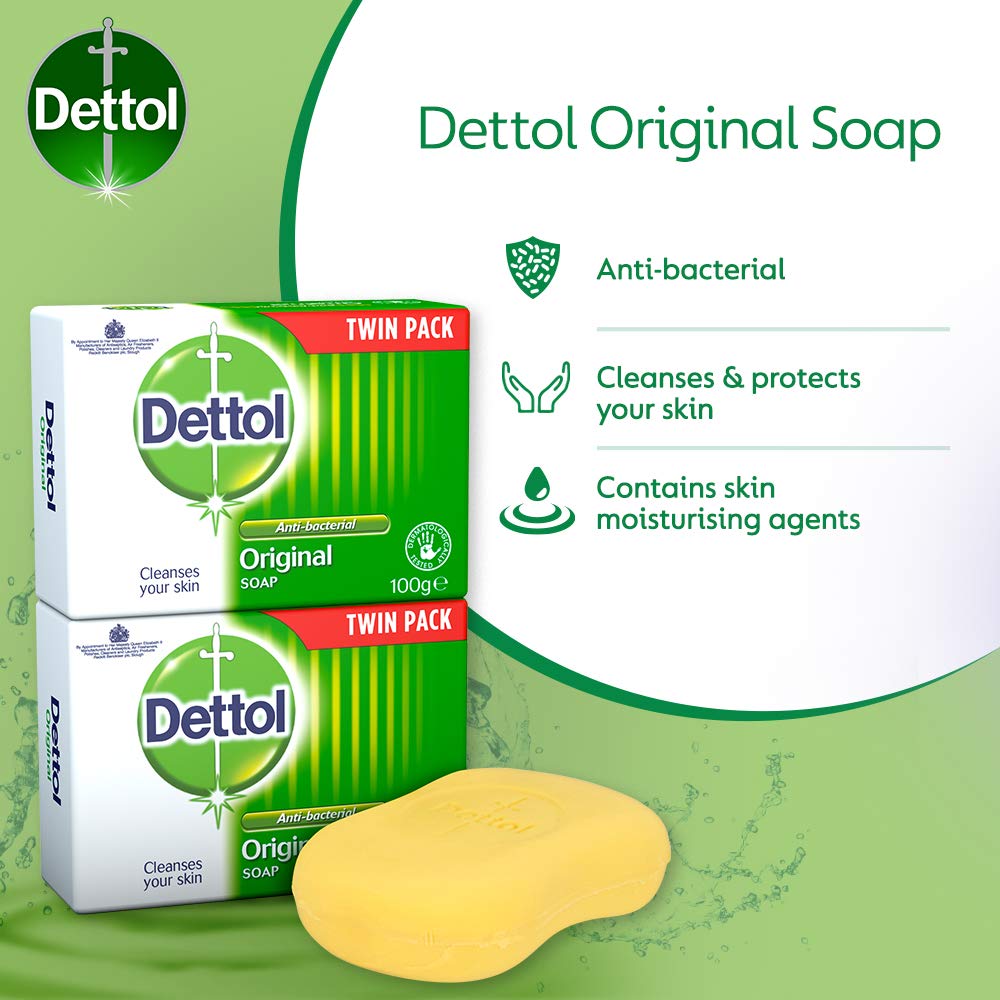 Dettol Antibacterial and Moisturings Bar Soap Original, Pack of 12 Halalzen