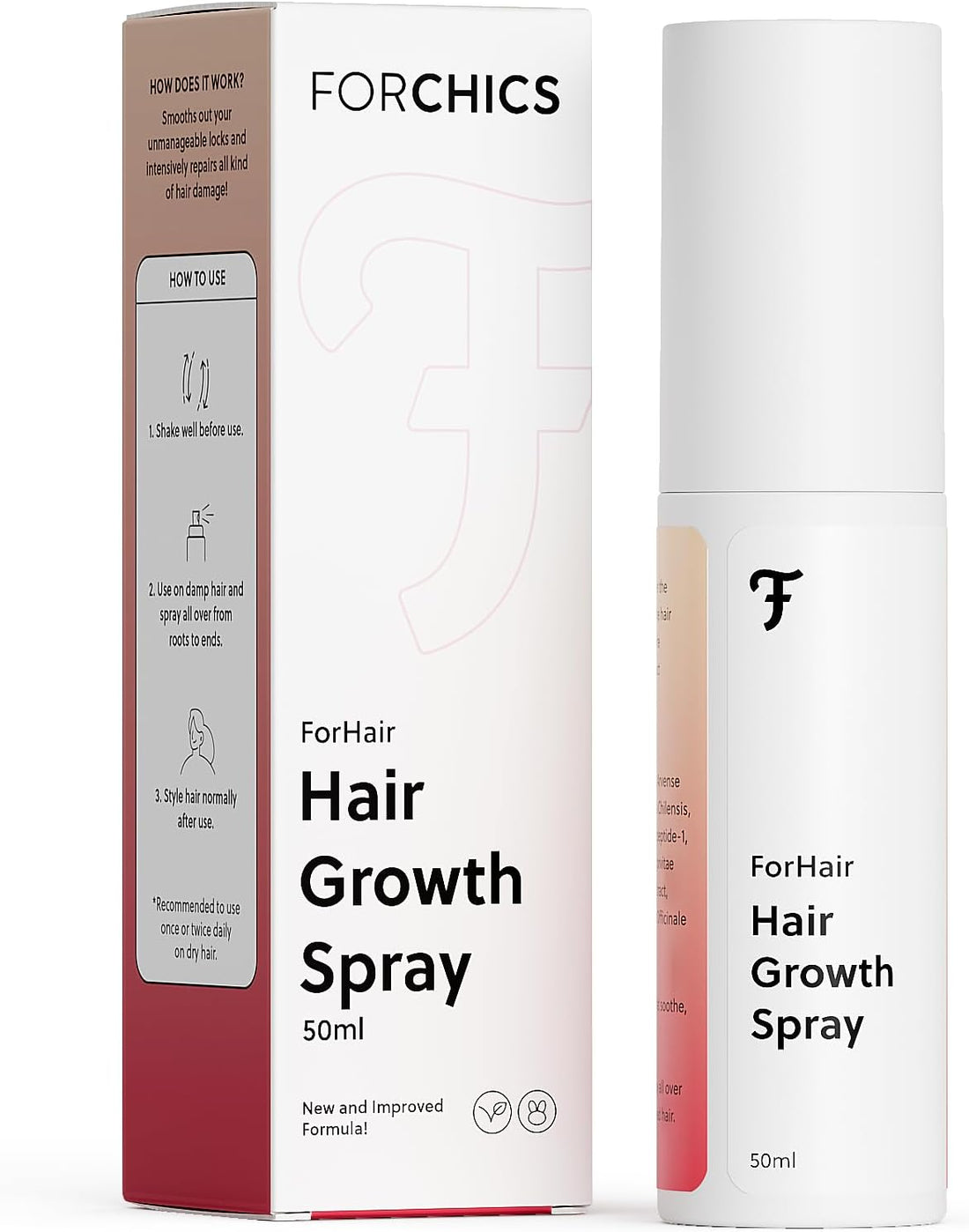 ForChics Hair Growth Serum for Women- Results in 4 Weeks- Hormone Free Hair Regrowth Treatment - For Thinning Hair Loss - Fast Absorbing Non-Greasy Scalp Spray 50ml