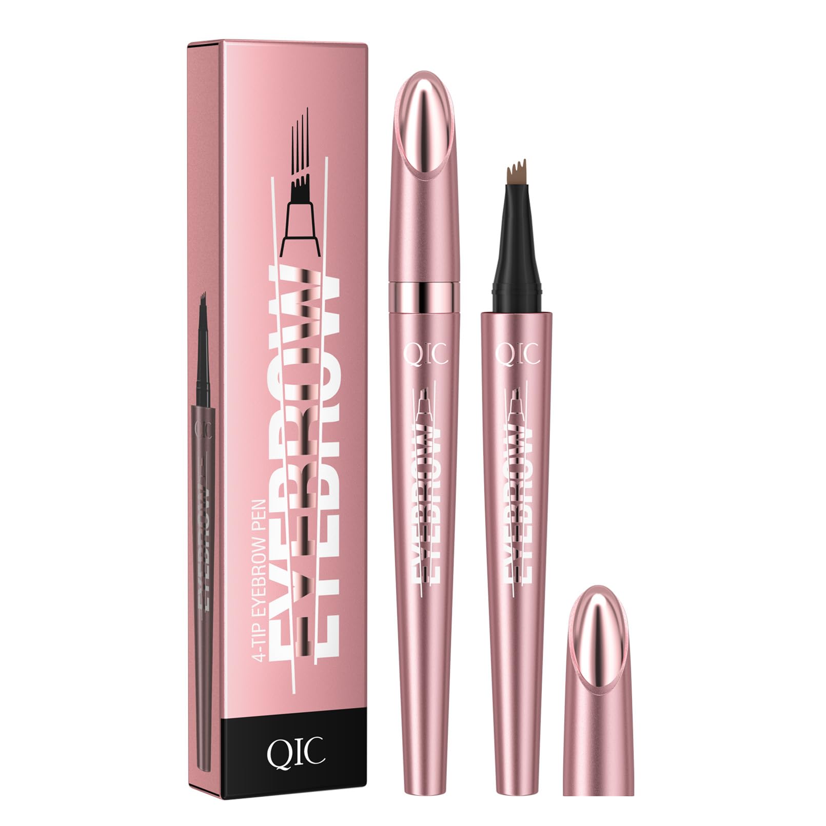 2024 New Magic Eyebrow Pencil with 4 Micro-Fork Tip Long-lasting Waterproof Eyebrow Pen and Smudgeproof Brow Pen,Creates Natural Looking Defined Eyebrows(Dark Brown)