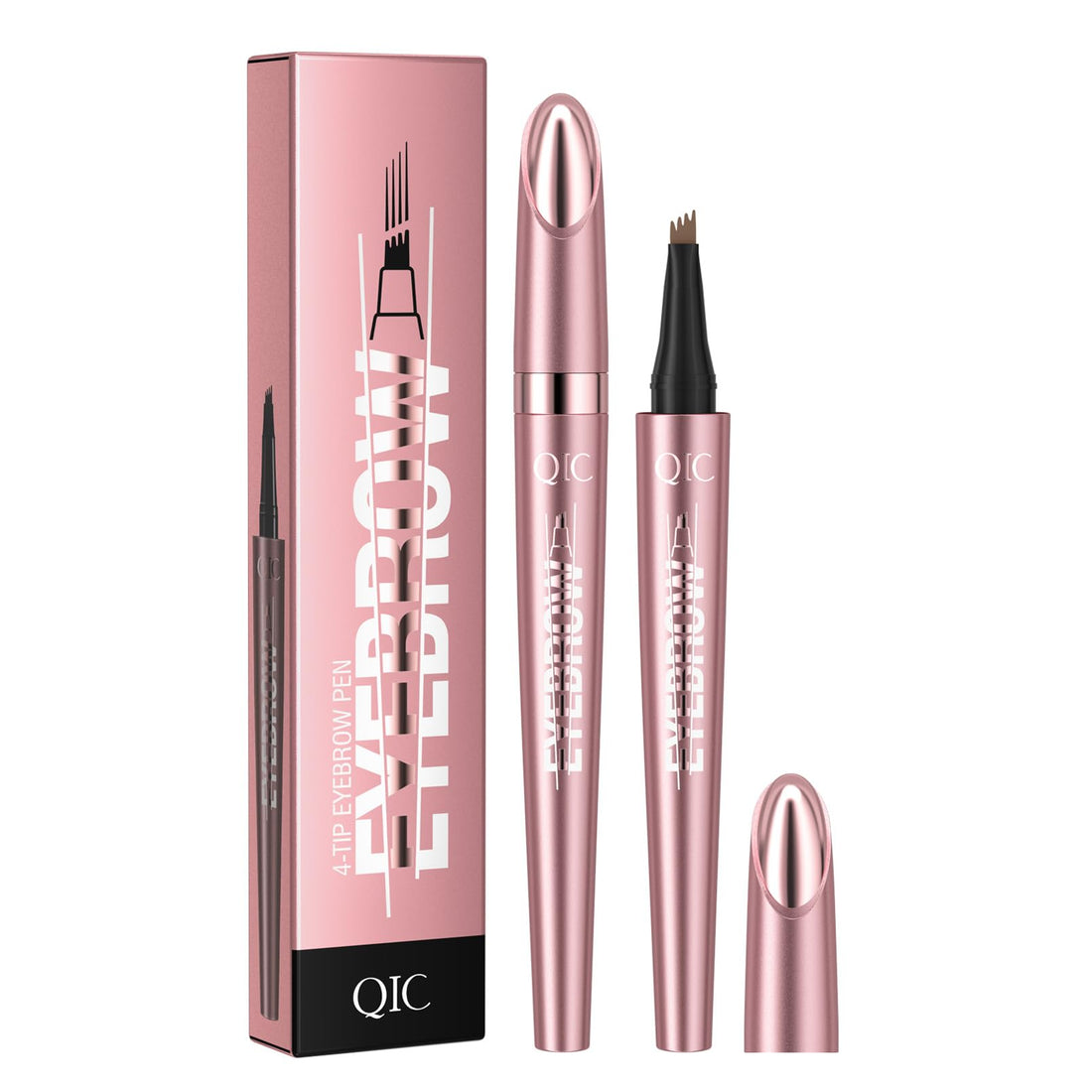 2024 New Magic Eyebrow Pencil with 4 Micro-Fork Tip Long-lasting Waterproof Eyebrow Pen and Smudgeproof Brow Pen,Creates Natural Looking Defined Eyebrows(Dark Brown)