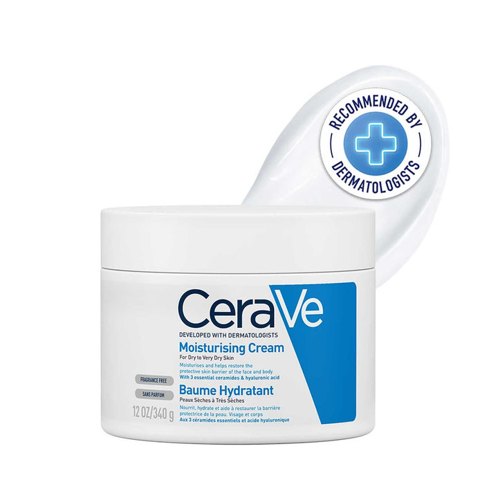 CeraVe Moisturising Cream Pot with 3 Essential Ceramides and Hyaluronic Acid for Dry to Very Dry Skin 340g, Dermatological Skincare, Fragrance-Free, Non-Comedogenic Halalzen