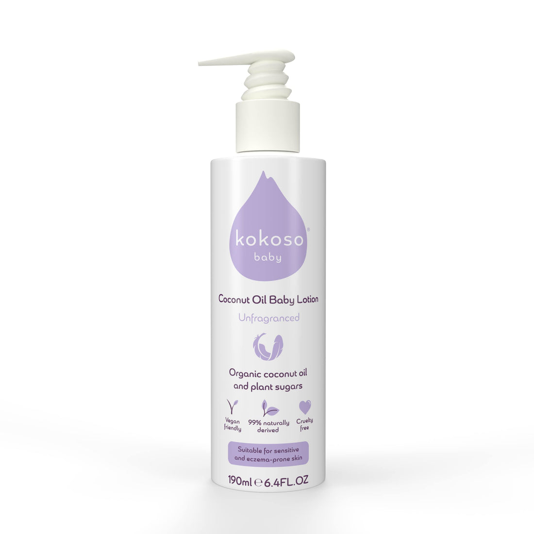 Kokoso Baby - Coconut Oil Baby Lotion, Unfragranced - Organic Coconut Oil & Sweet Almond Oil - Moisturises & Nourishes - Suitable for Dry, Sensitive & Eczema Prone Skin - 190ml Halalzen