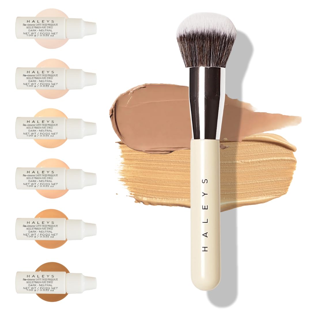 Haleys Beauty Kabuki Foundation Brush For Applying Powder, Foundation, Bronzer, Blush, and Mineral Make up, Soft Bristles, Seamless Blending, Makeup Brushes Essential, Vegan & Cruelty Free