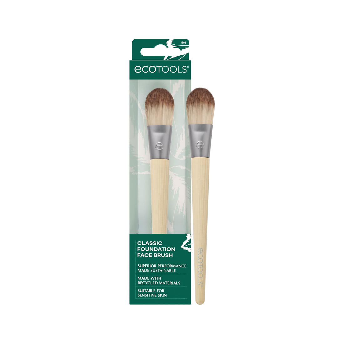 EcoTools Classic Foundation Face Brush, For Liquid, & Cream Foundation, Flat Foundation Brush For Natural Makeup, Buildable Coverage, Synthetic Bristles, Vegan & Cruelty- Free Halalzen
