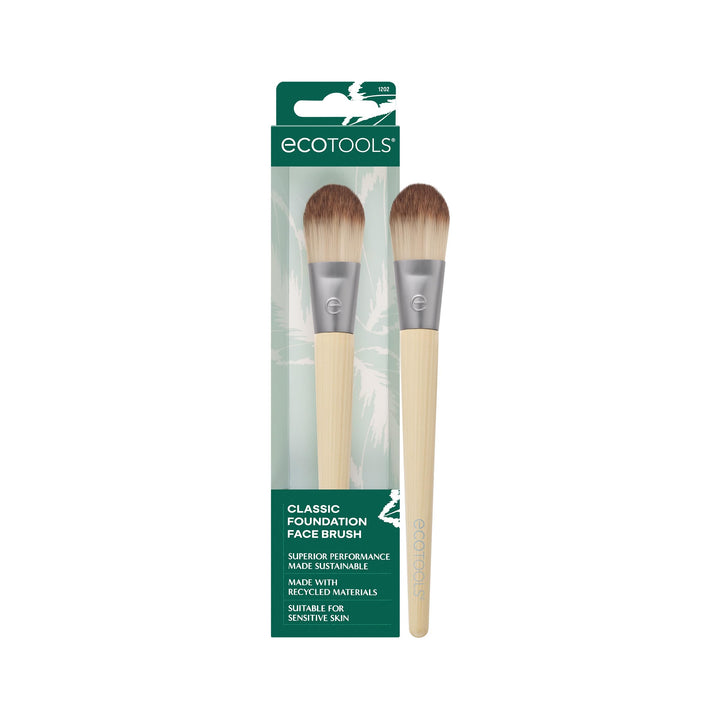 EcoTools Classic Foundation Face Brush, For Liquid, & Cream Foundation, Flat Foundation Brush For Natural Makeup, Buildable Coverage, Synthetic Bristles, Vegan & Cruelty- Free Halalzen