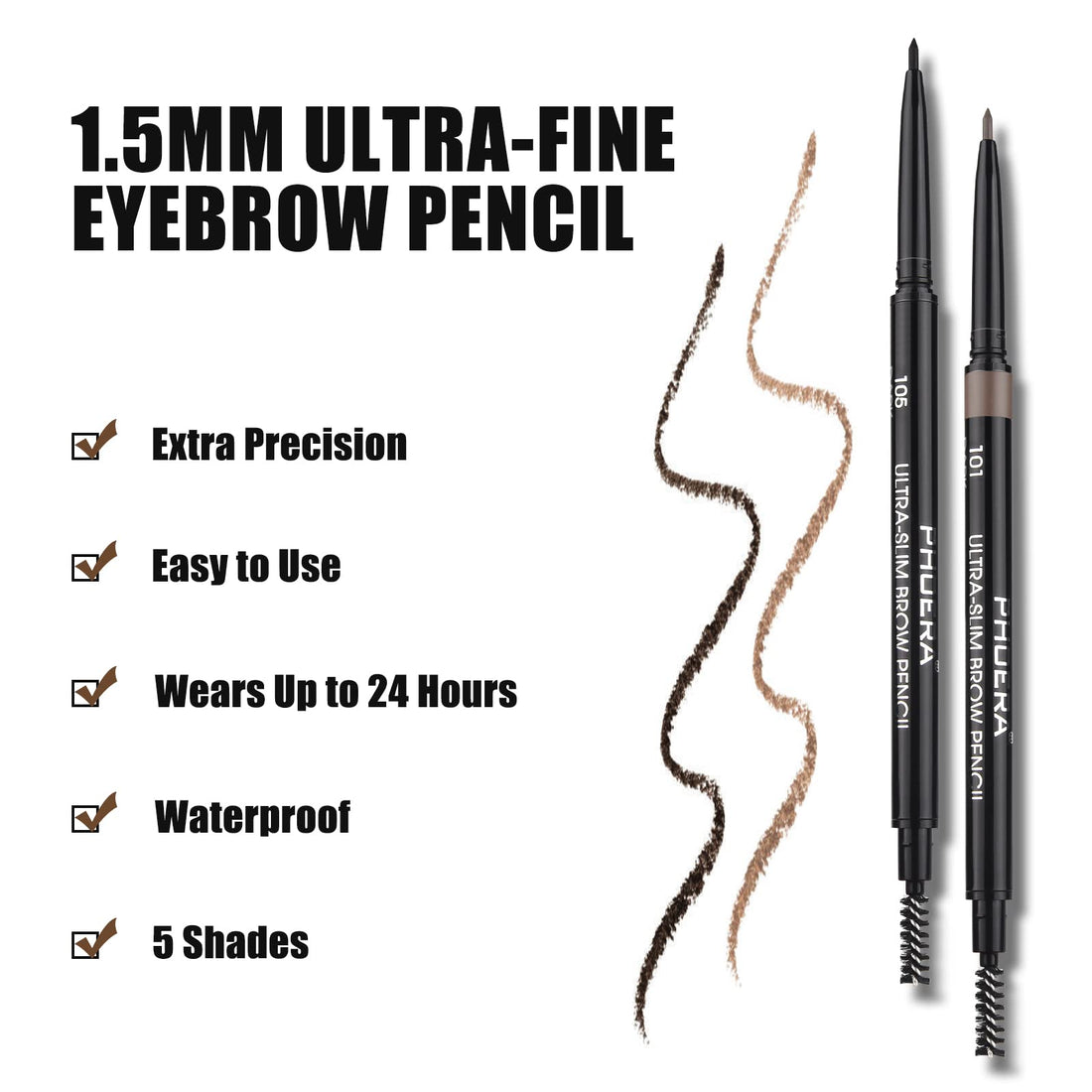Eyebrow Pencil Natural Look,Black Eyebrow Pencil Easy To Use,Brow Pencil Long-Lasting,Waterproof Precise Application,Vegan & Cruelty-Free 0.08g (103#Dark Brown)