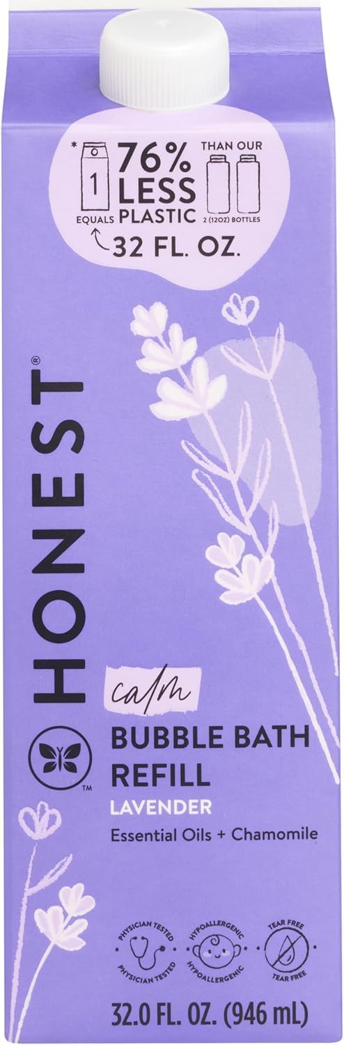 The Honest Company Foaming Bubble Bath & Baby Wash, Tear-Free, Hypoallergenic, Natural Formula, Lavender Calm Scent, 12 fl oz Halalzen