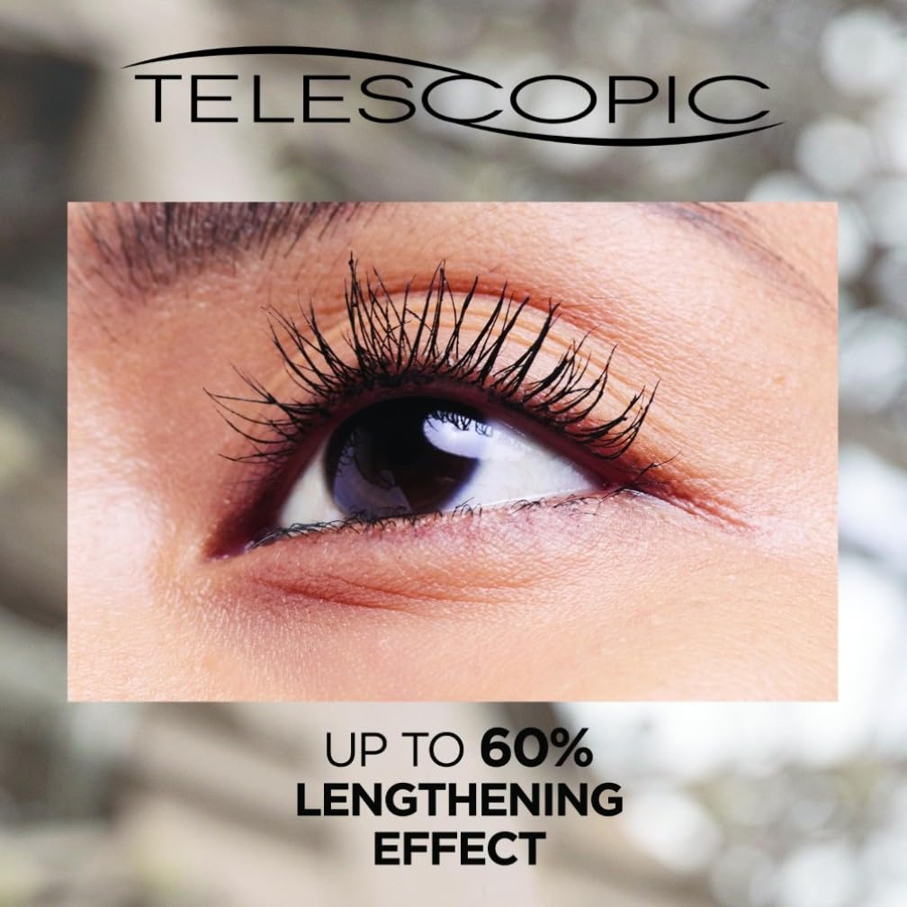 L'Oréal Paris Mascara, Telescopic Original Mascara to Achieve Dramatic Length & Definition, Up to +71% Lengthening Effect, Smudge-Resistant and Long-Wearing Formula for Up to 36H Wear, 8ml Halalzen