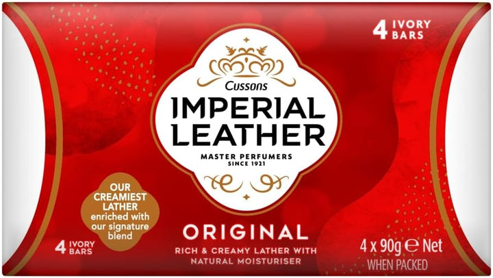 Imperial Leather Original Bar Soap, 90g, Pack of 4 Halalzen