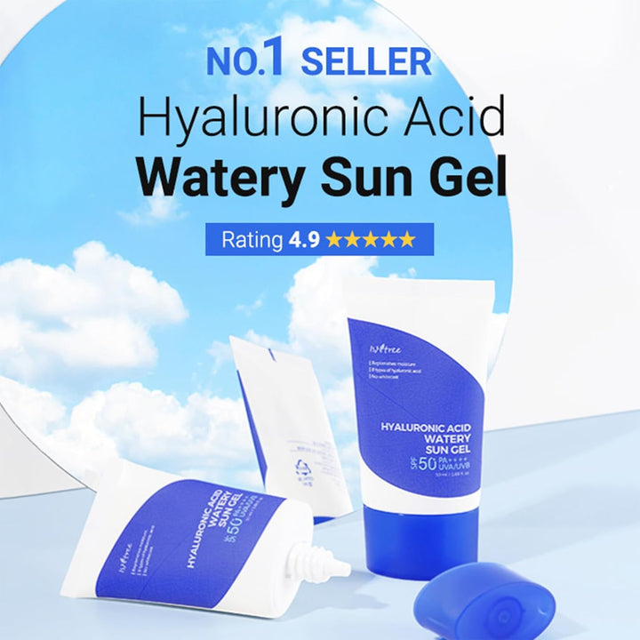 ISNTREE Hyaluronic Acid Watery Sun Gel 50 ml | SPF 50+ PA++++ | Korean Sunscreen | Lightweight & Hydrating Gel | No White Cast | Daily UV Protection Halalzen