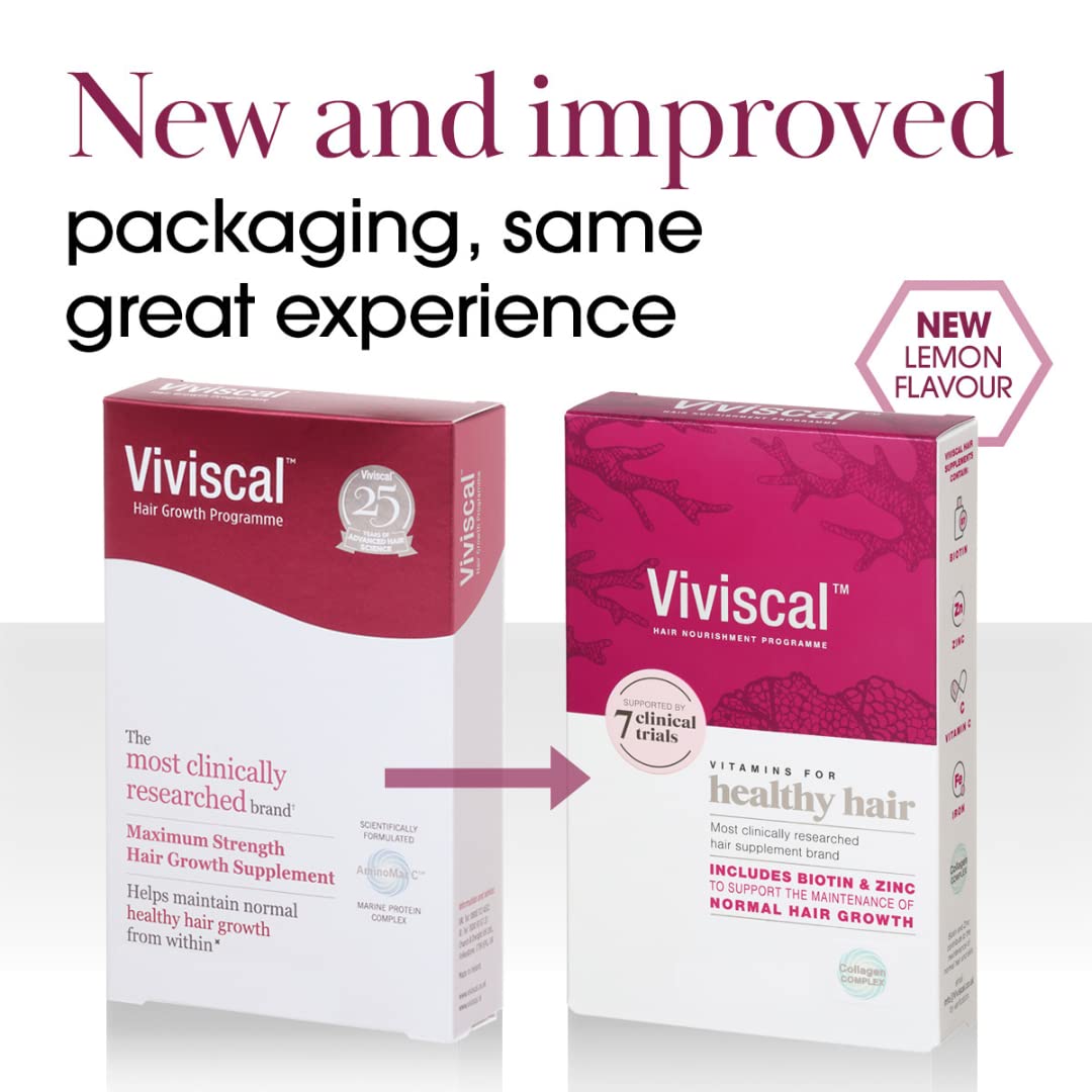Viviscal Hair Growth Supplement for Women, 60 Tablets, with Biotin, Zinc & Marine Protein Complex AminoMar C, Supports Healthy Hair Growth, 1 month supply