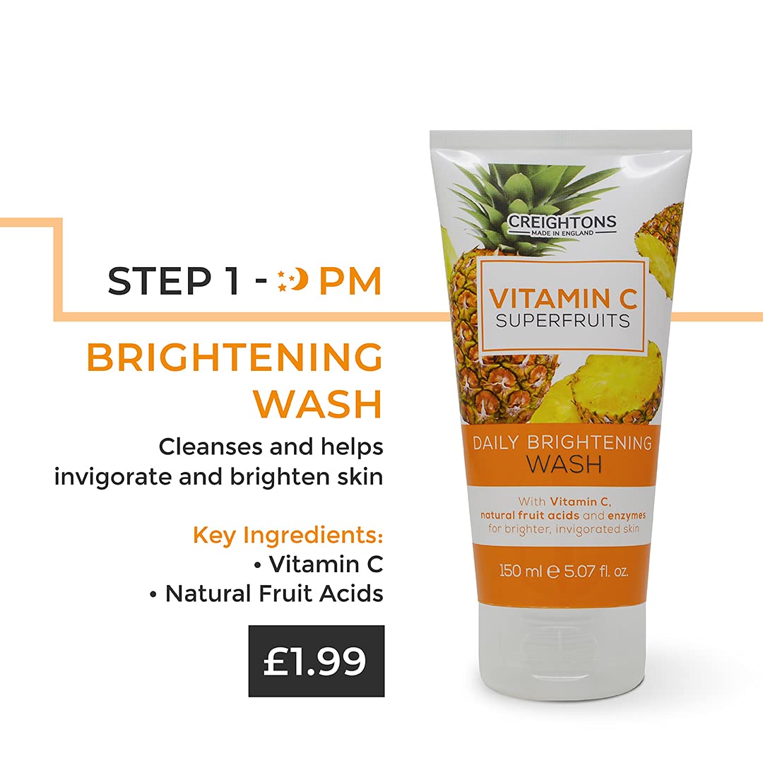 Creightons Vitamin C Superfruits Daily Brightening Wash (150 ml) - A Refreshing and Invigorating Daily Facial Wash with Vitamin C, Natural Fruit Acids & Enzymes to Enhance Skin Natural Radiance Cream