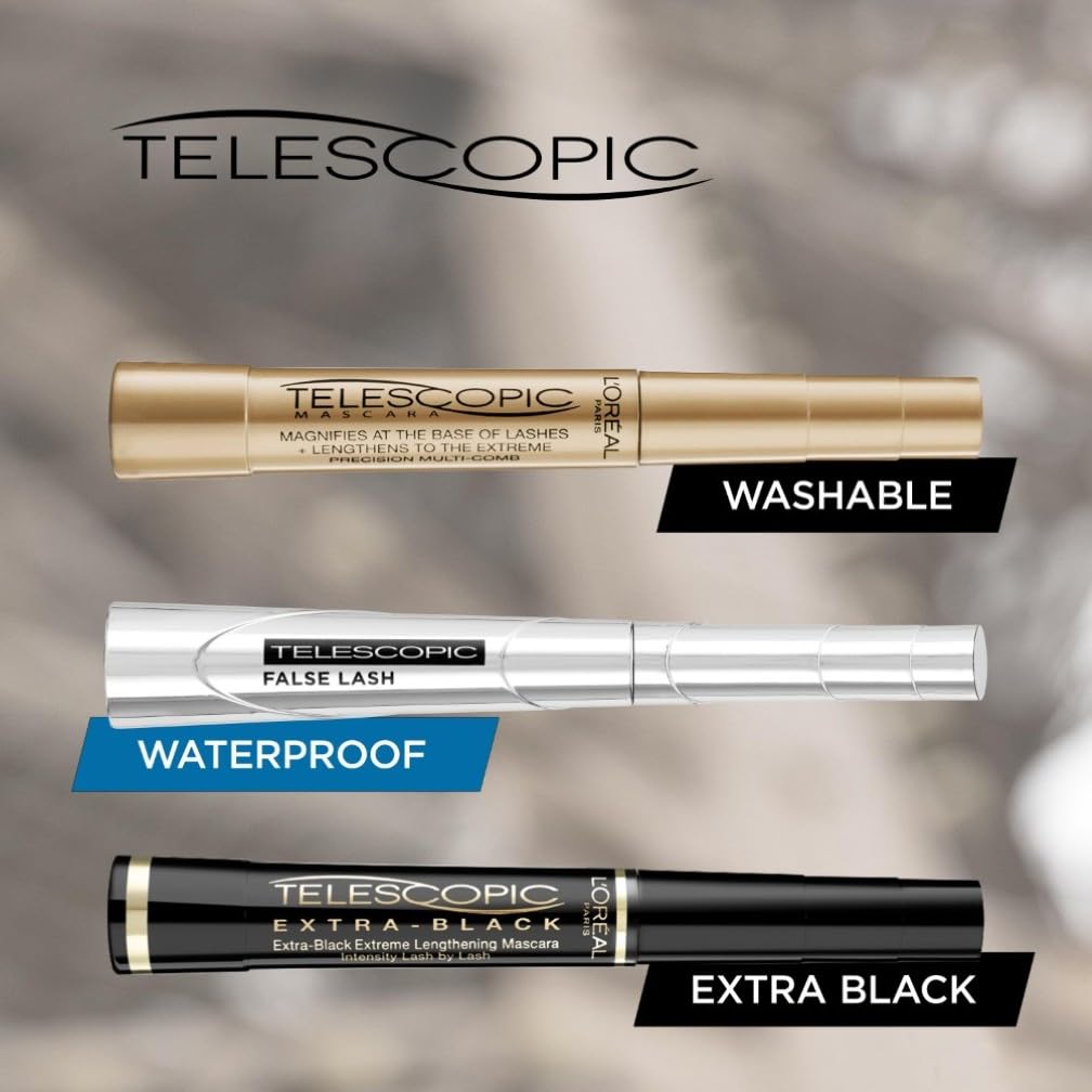 L'Oréal Paris Mascara, Telescopic Original Mascara to Achieve Dramatic Length & Definition, Up to +71% Lengthening Effect, Smudge-Resistant and Long-Wearing Formula for Up to 36H Wear, 8ml Halalzen