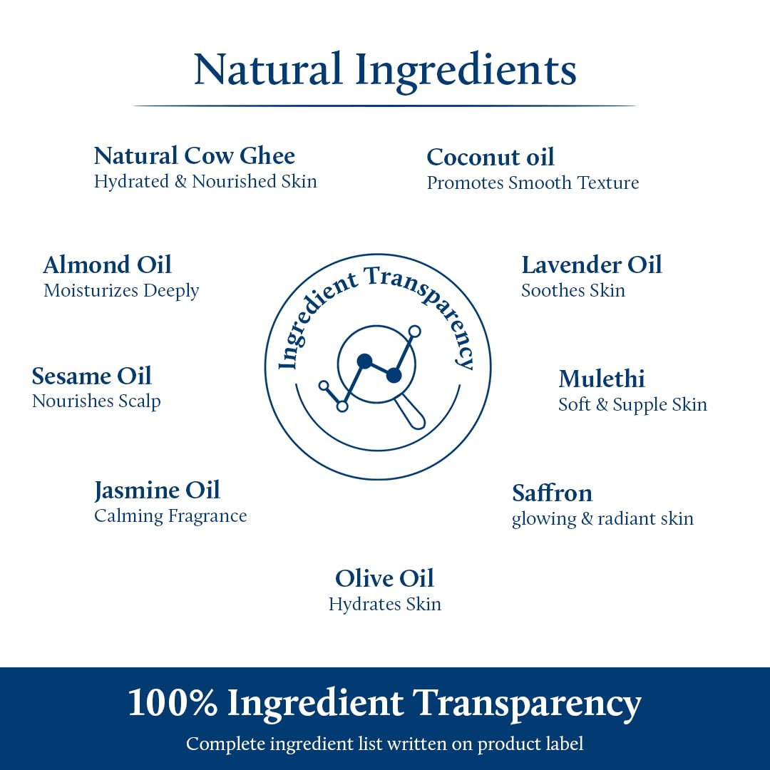 Blue Nectar Baby Oil with Organic Ghee, 100% Natural Baby Massage Oil with Coconut Oil & Olive Oil (100ml) Halalzen