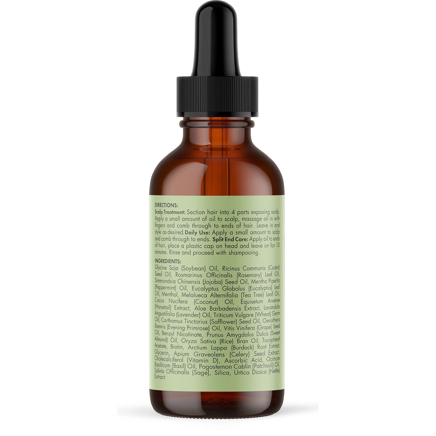 Huile capillaire Mielle Organics Romarin & Menthe - Huile fortifiante à la biotine pour cheveux abîmés et crépus - Traitement pointes fourchues et cuir chevelu sec pour des mèches plus longues et plus saines, 59 ml