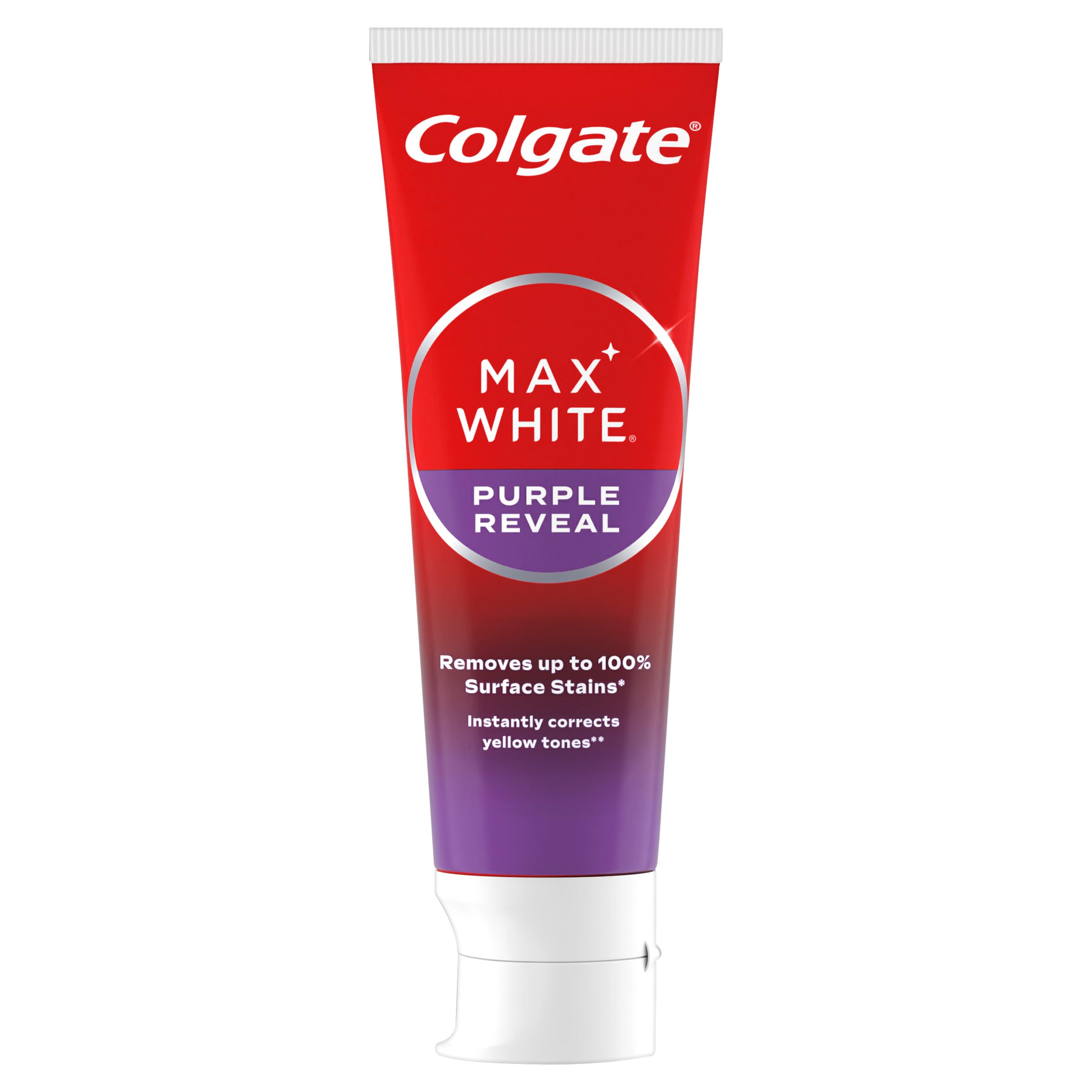 Colgate Max White Optic Toothpaste 4X75ml - Teeth Whitening Toothpaste - Clinically Proven Formula - Removes up to 100% of Surface Stains - Optic Brighteners Instantly Whiten Teeth
