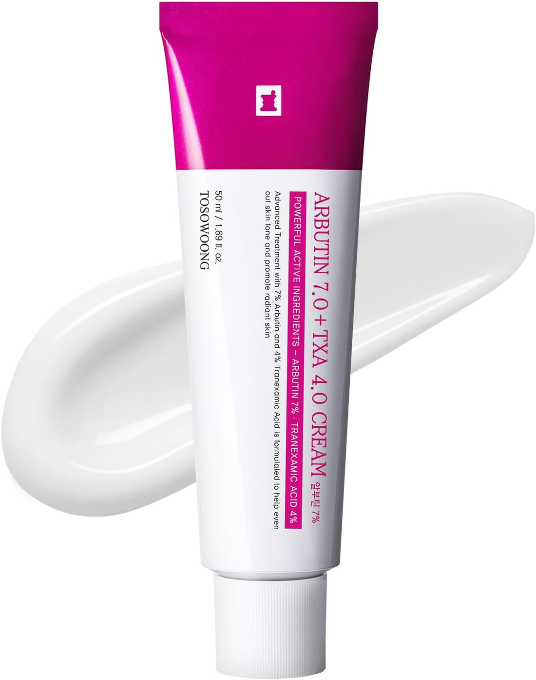 TOSOWOONG Arbutin 7% + Tranexamic Acid 4% Cream, 70,000ppm Arbutin, 40,000ppm TXA, Niacinamide, Glutathione, Dark Spots, Freckle, Blemishes, Pigmentation, Korean Skin Care, 50ml, 1.69 fl.oz.