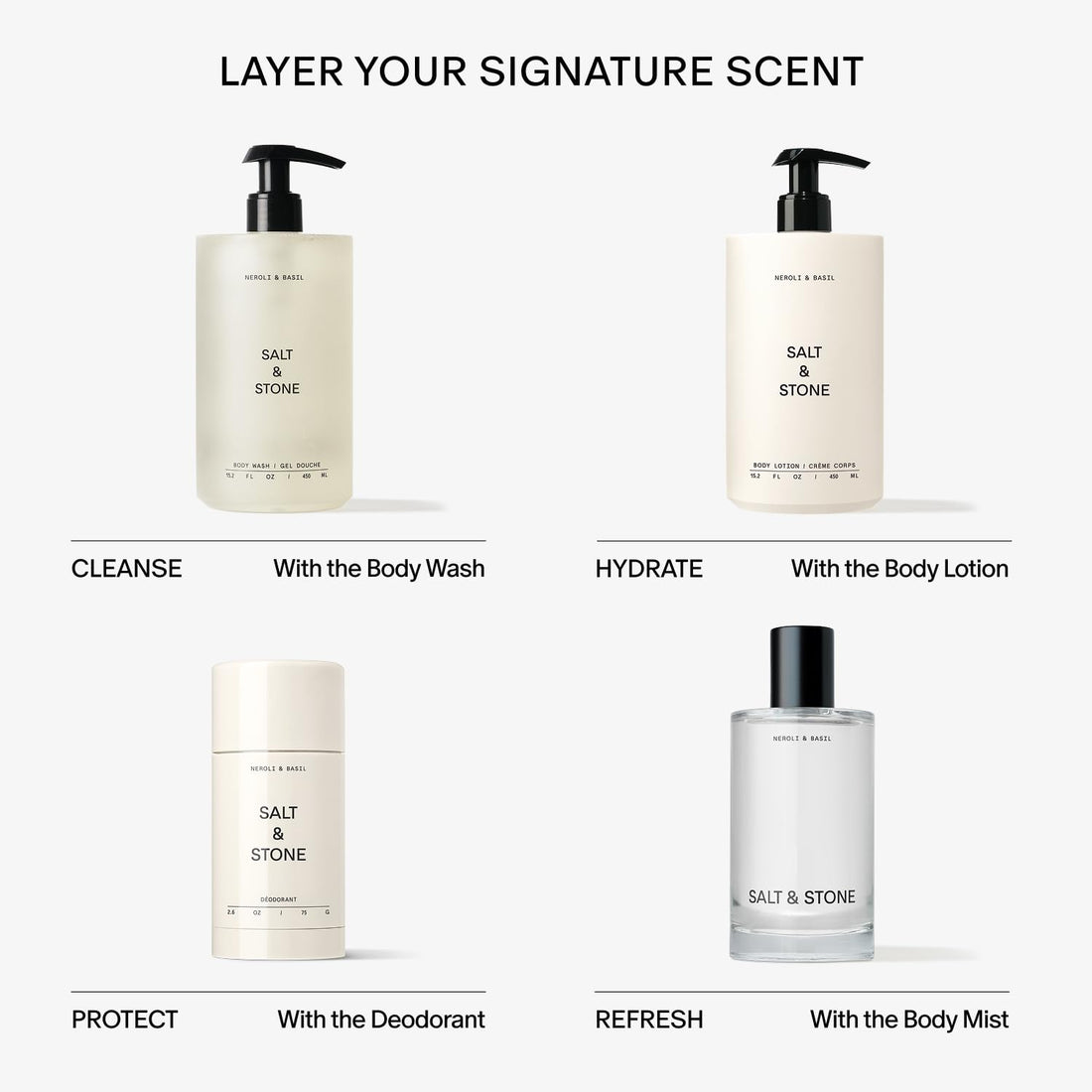 Salt & Stone Body Wash with Antioxidants for Deep Moisture | For Women & Men, Sulfate, Paraben, & Dye Free, Leaving Skin Soft and Hydrated | Bergamot & Hinoki 15.2 fl oz