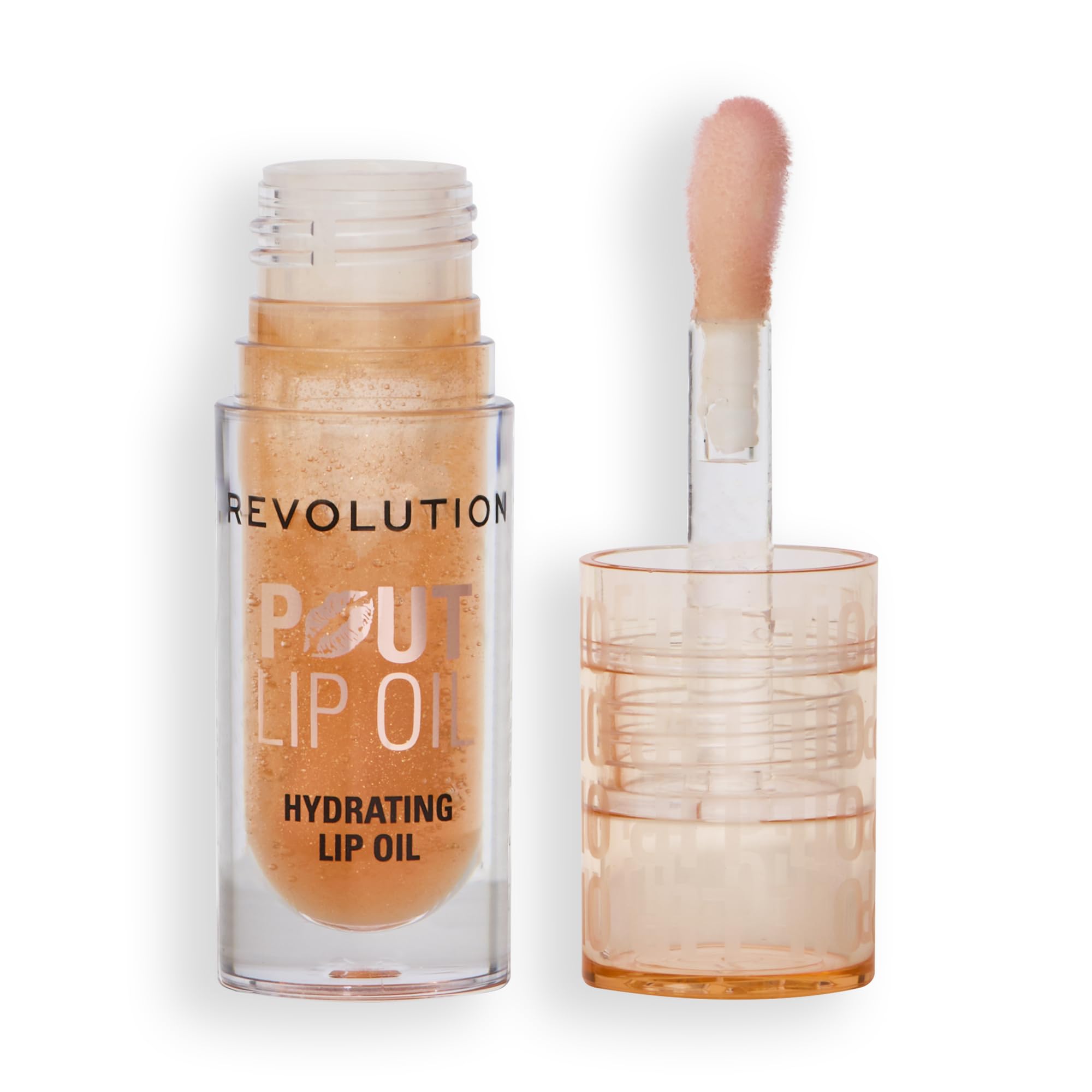Revolution, Pout Lip Oil, Nourishing Tinted Lip Oil, High Shine, Non-Sticky Finish, Vegan & Cruelty-Free, Glam Pink Shimmer, 4ml