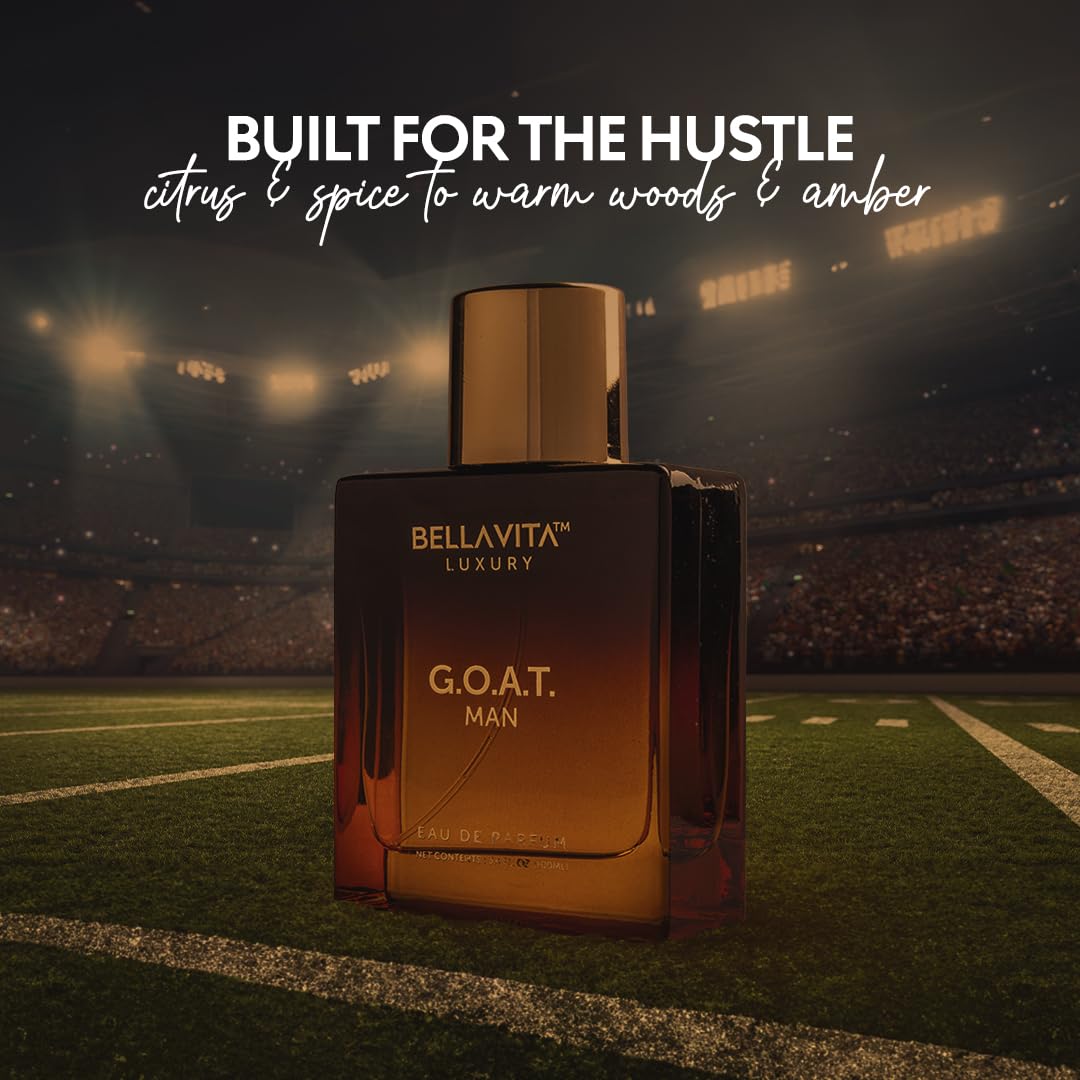 Bellavita Luxury G.O.A.T. Eau de Parfum | 100 ml (3,4 fl.oz.) | Parfum pour Homme | Notes d'agrumes, de bergamote, de patchouli et de vétiver | Parfum masculin longue tenue
