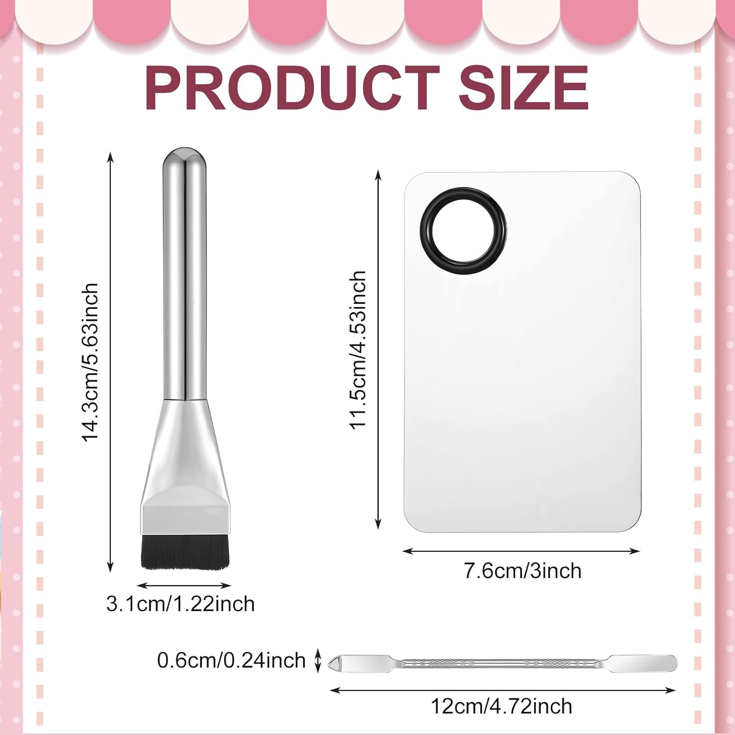 Mabor 3Pcs Make up Spatula Set, Makeup Mixing Palette Tray & Foundation Spatula & Brush, Make up Accessories Set for Women Girl Korean Makeup Facial Cosmetic Nail Art Tool Halalzen