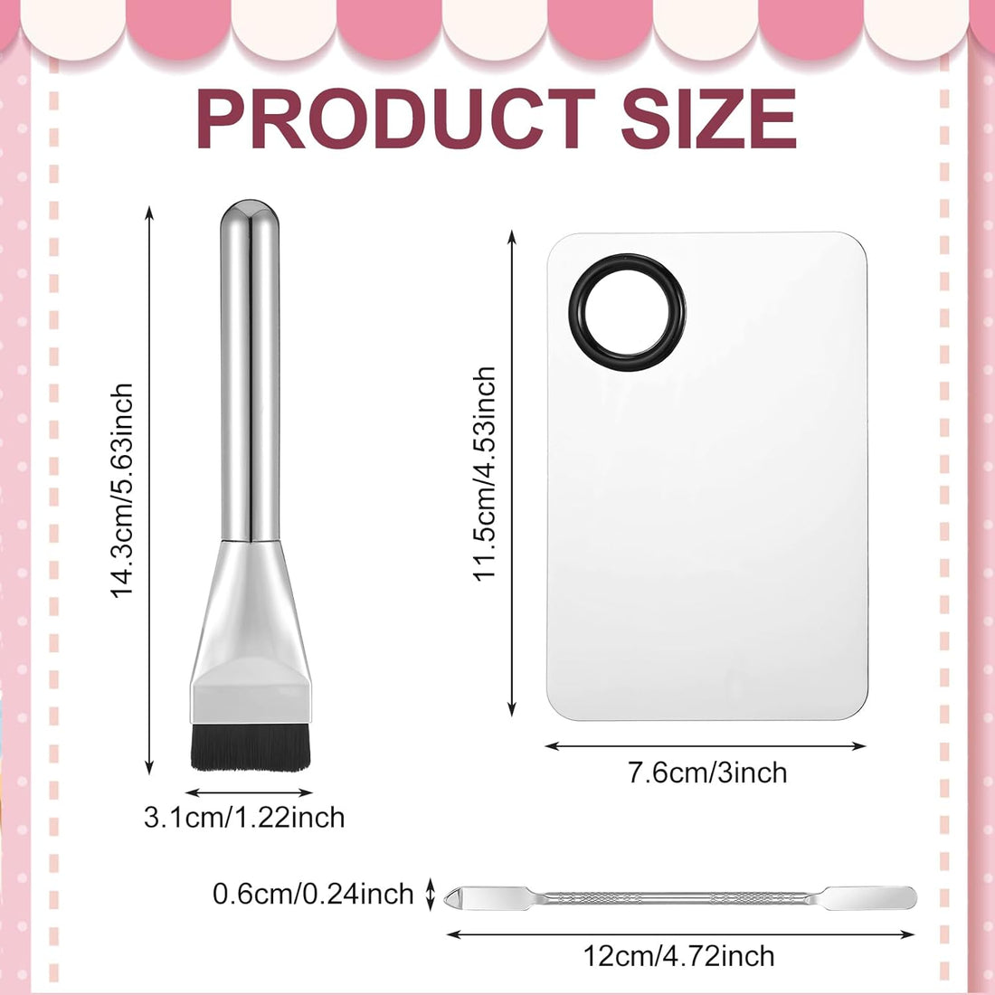 Mabor 3Pcs Make up Spatula Set, Makeup Mixing Palette Tray & Foundation Spatula & Brush, Make up Accessories Set for Women Girl Korean Makeup Facial Cosmetic Nail Art Tool Halalzen